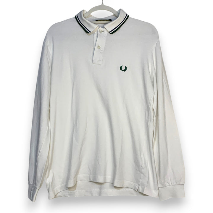 POLO FRED PERRY BLANCO Y VERDE OSCURO TALLA M