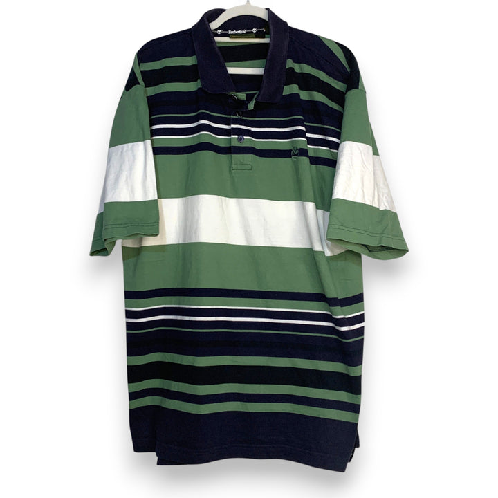 POLO TIMBERLAN VERDE BLANCO Y AZUL MARINO TALLA L