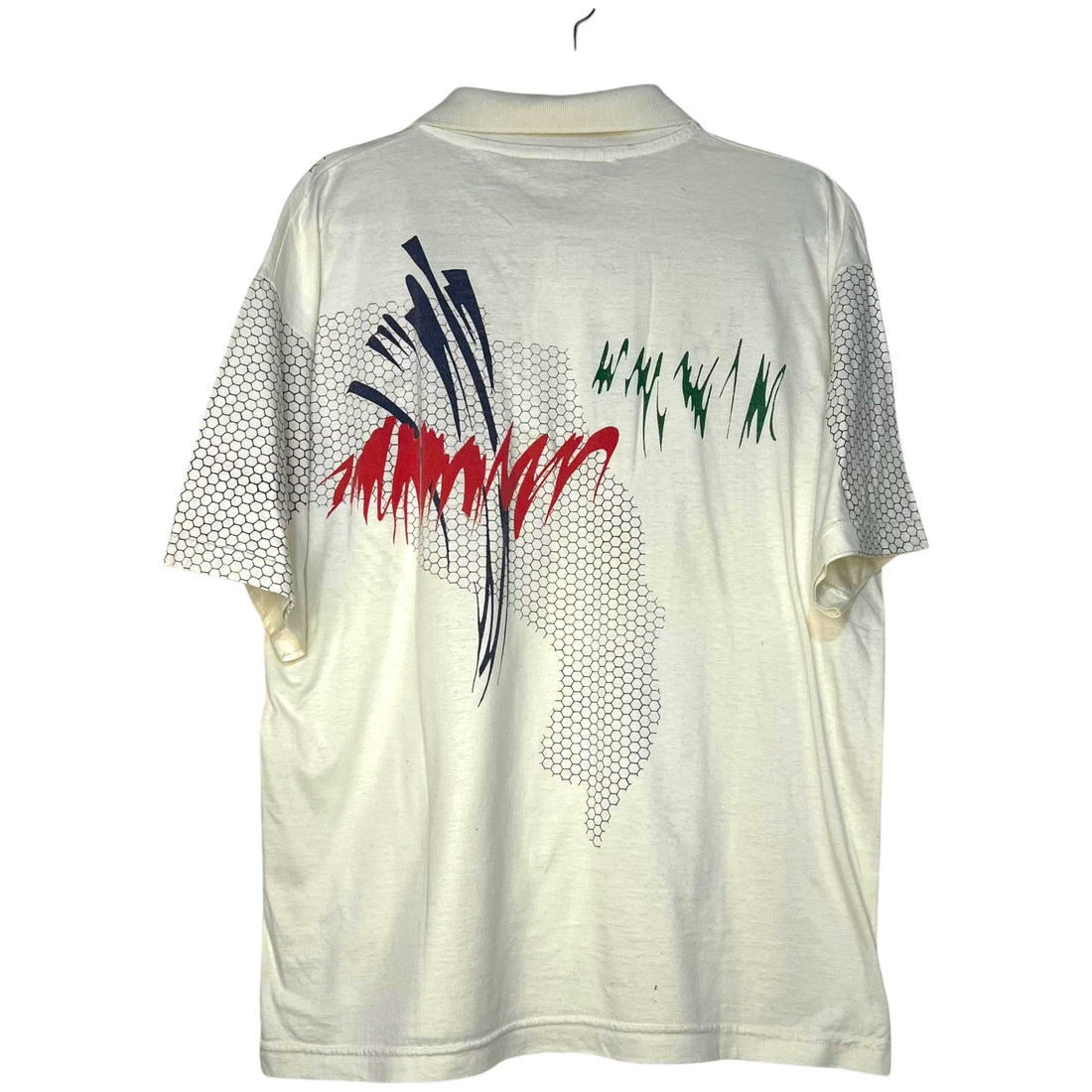 POLO DIESEL BLANCO CON PRINT GRÁFICO Y HEXÁGONOS