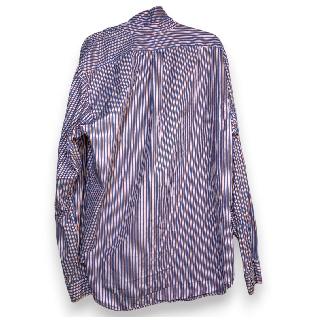 CAMISA POLO RALPH LAUREN OXFORD RAYAS AZUL-NARANJA TALLA 17 / CUSTOM FIT