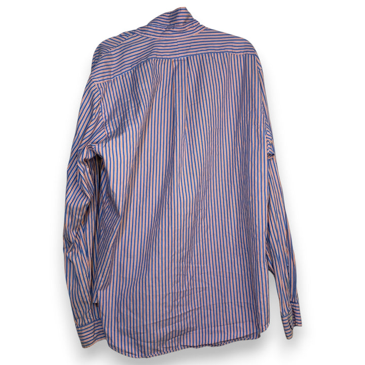 CAMISA POLO RALPH LAUREN OXFORD RAYAS AZUL-NARANJA TALLA 17 / CUSTOM FIT
