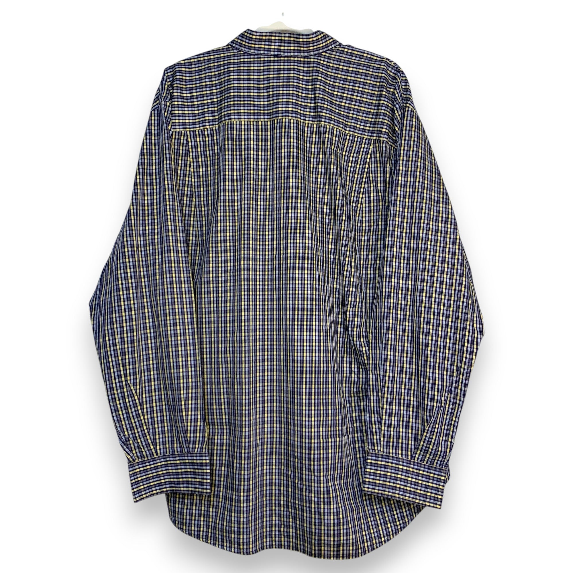 CAMISA LACOSTE CUADROS AZUL MARINO-AMARILLO TALLA XL / REGULAR FIT