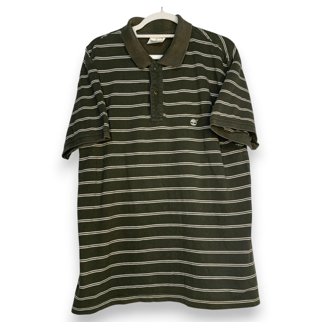 POLO TIMBERLAND RAYAS VERDE OSCURO + BLANCO TALLA XL