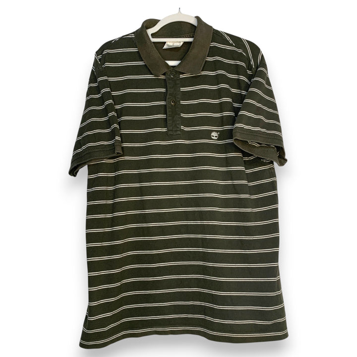 POLO TIMBERLAND RAYAS VERDE OSCURO + BLANCO TALLA XL