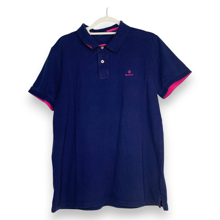 POLO GANT AZUL MARINO CON DETALLES ROSA TALLA XL