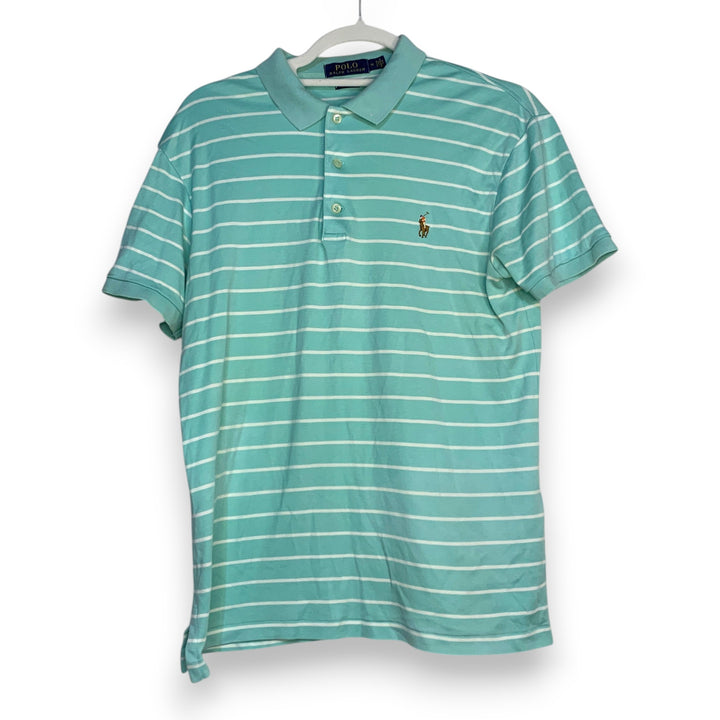 POLO RALPH LAUREN RAYAS VERDE AGUA + BLANCO TALLA M (SLIM FIT)