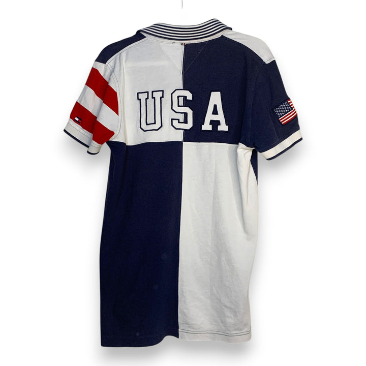 POLO TOMMY HILFIGER BICOLOR USA AZUL MARINO + BLANCO TALLA XS