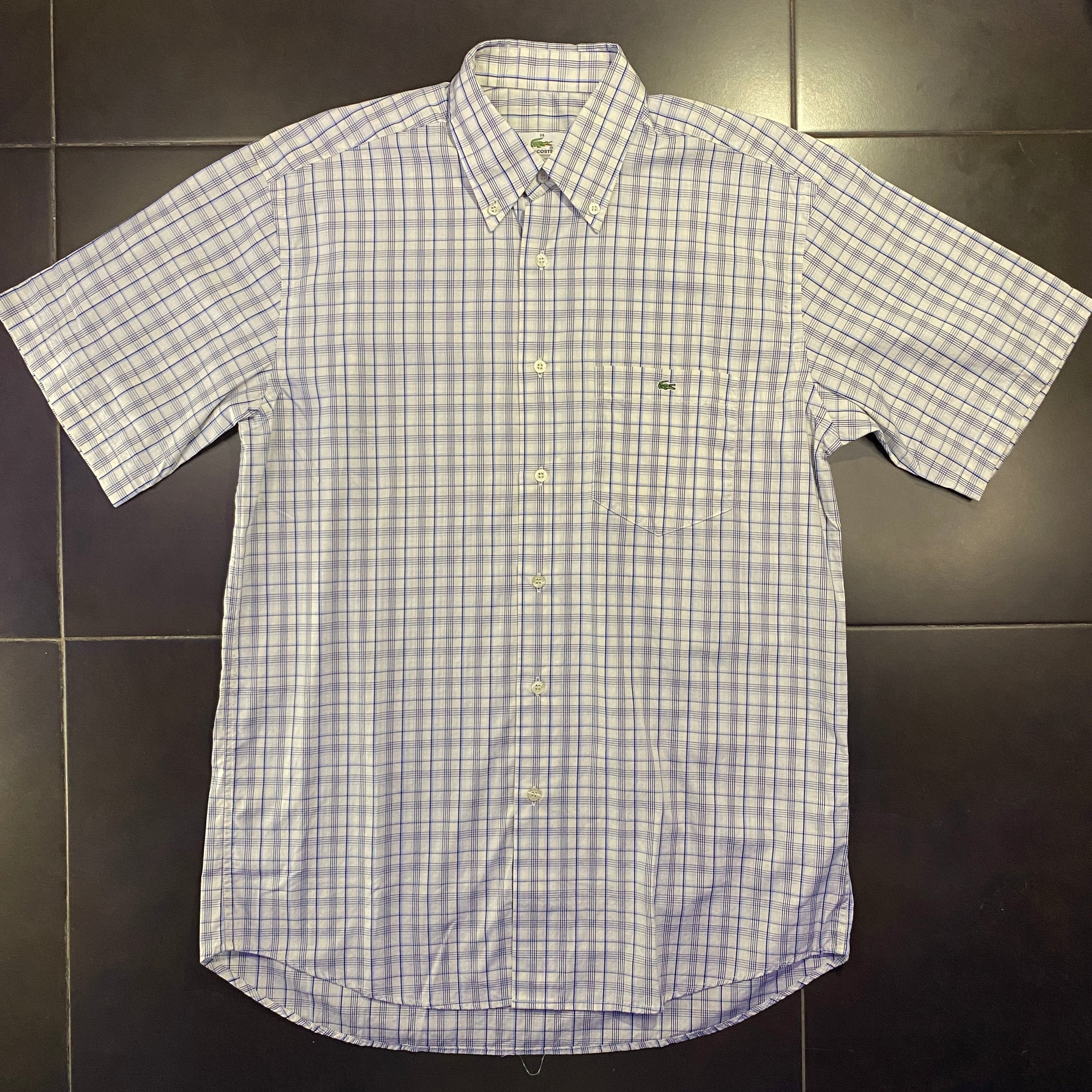 Camisa Lacoste cuadros lila manga corta - frontal