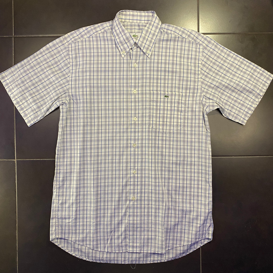 Camisa Lacoste cuadros lila manga corta - frontal