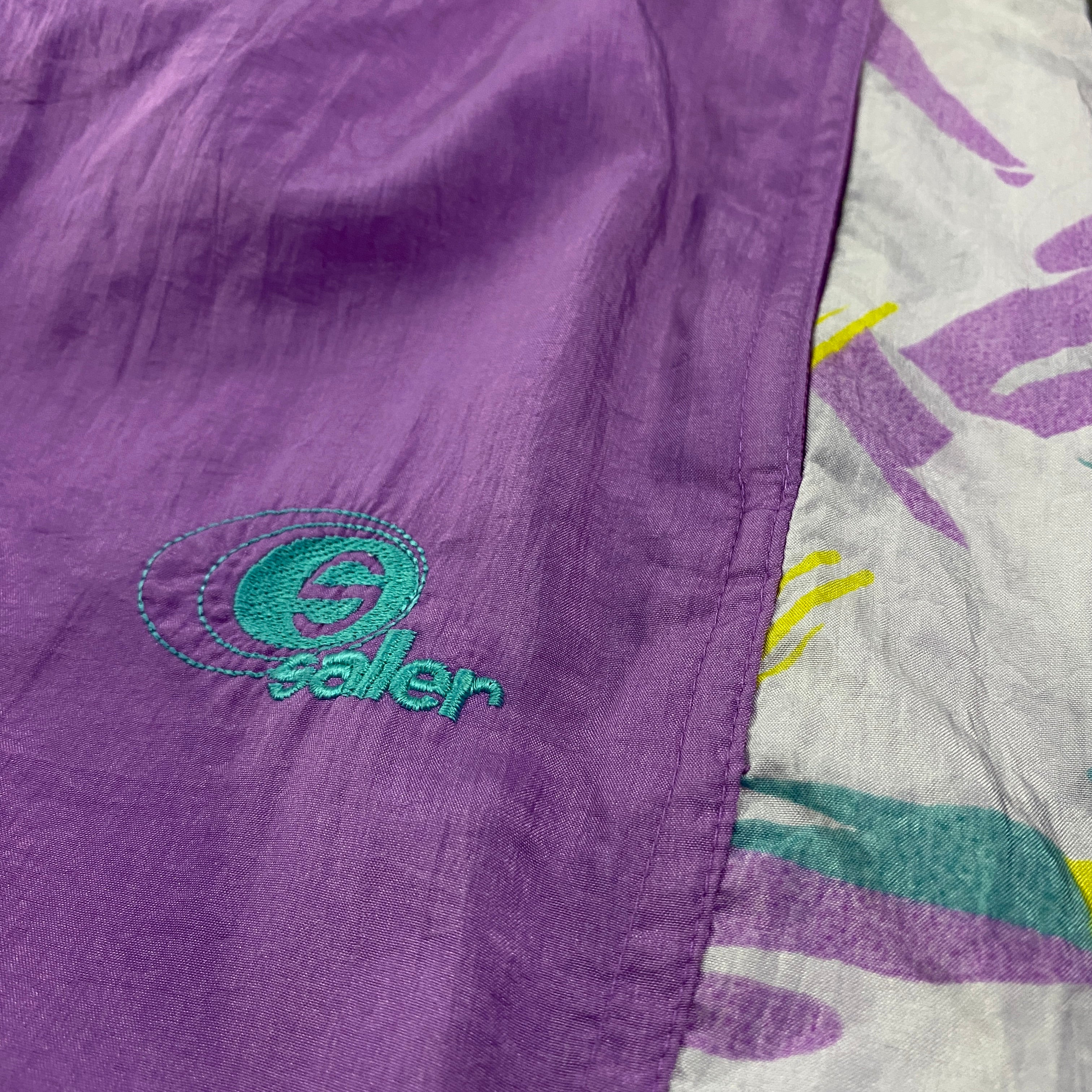 Pantalón Chándal Saller Vintage 90s Estampado Abstracto Morado