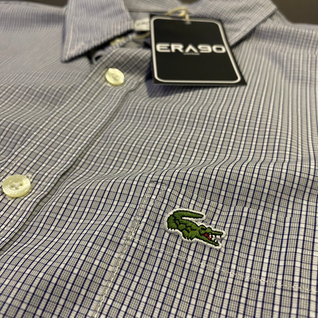 Camisa Lacoste cuadros azul claro - detalle