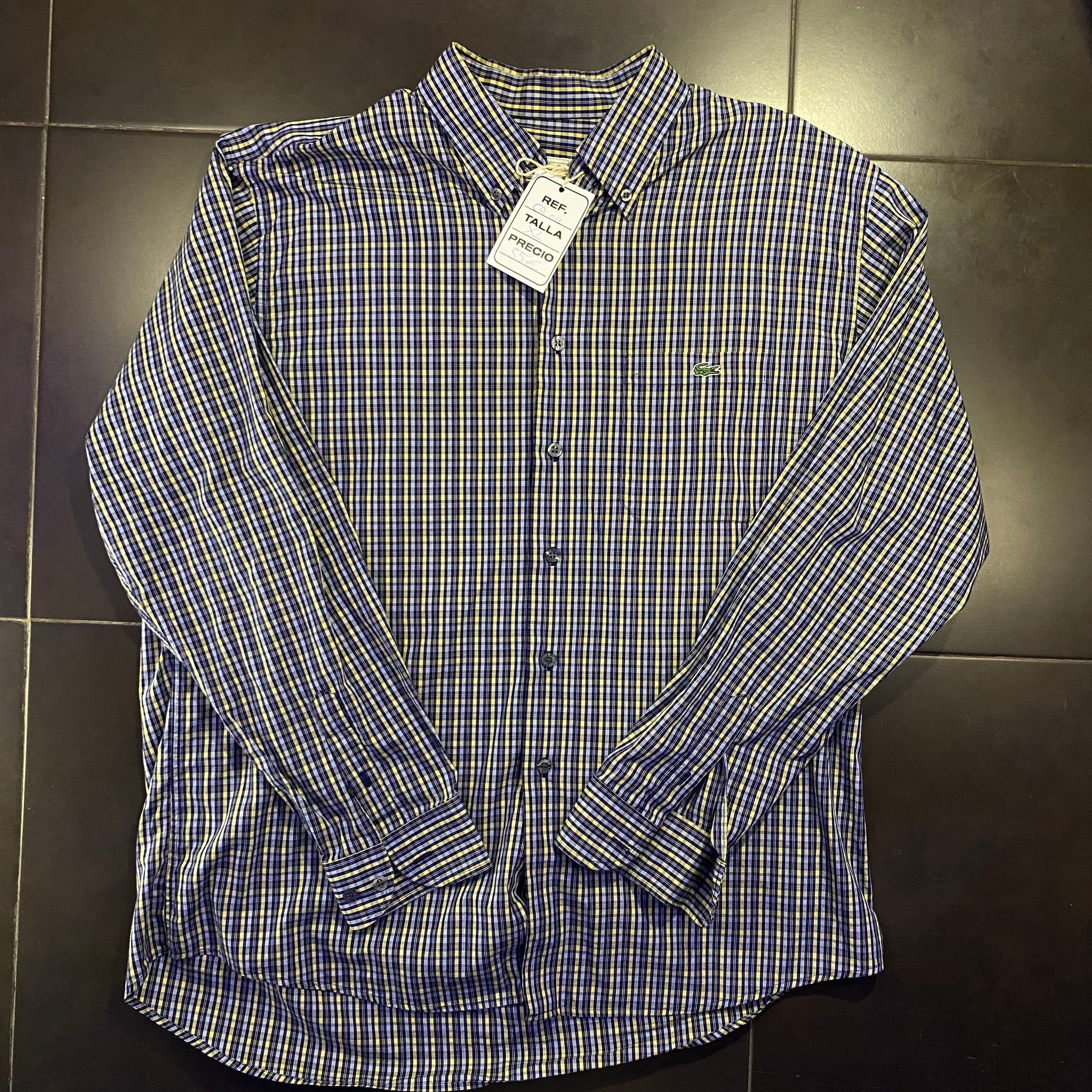 Camisa Lacoste cuadros azul y amarillo - frontal