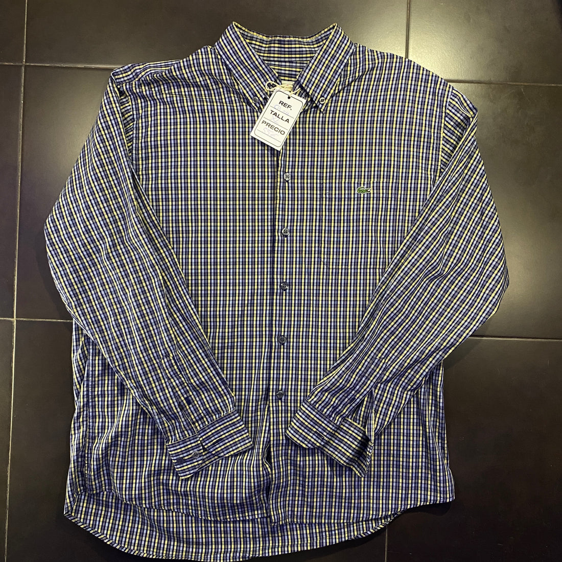 Camisa Lacoste cuadros azul y amarillo - frontal