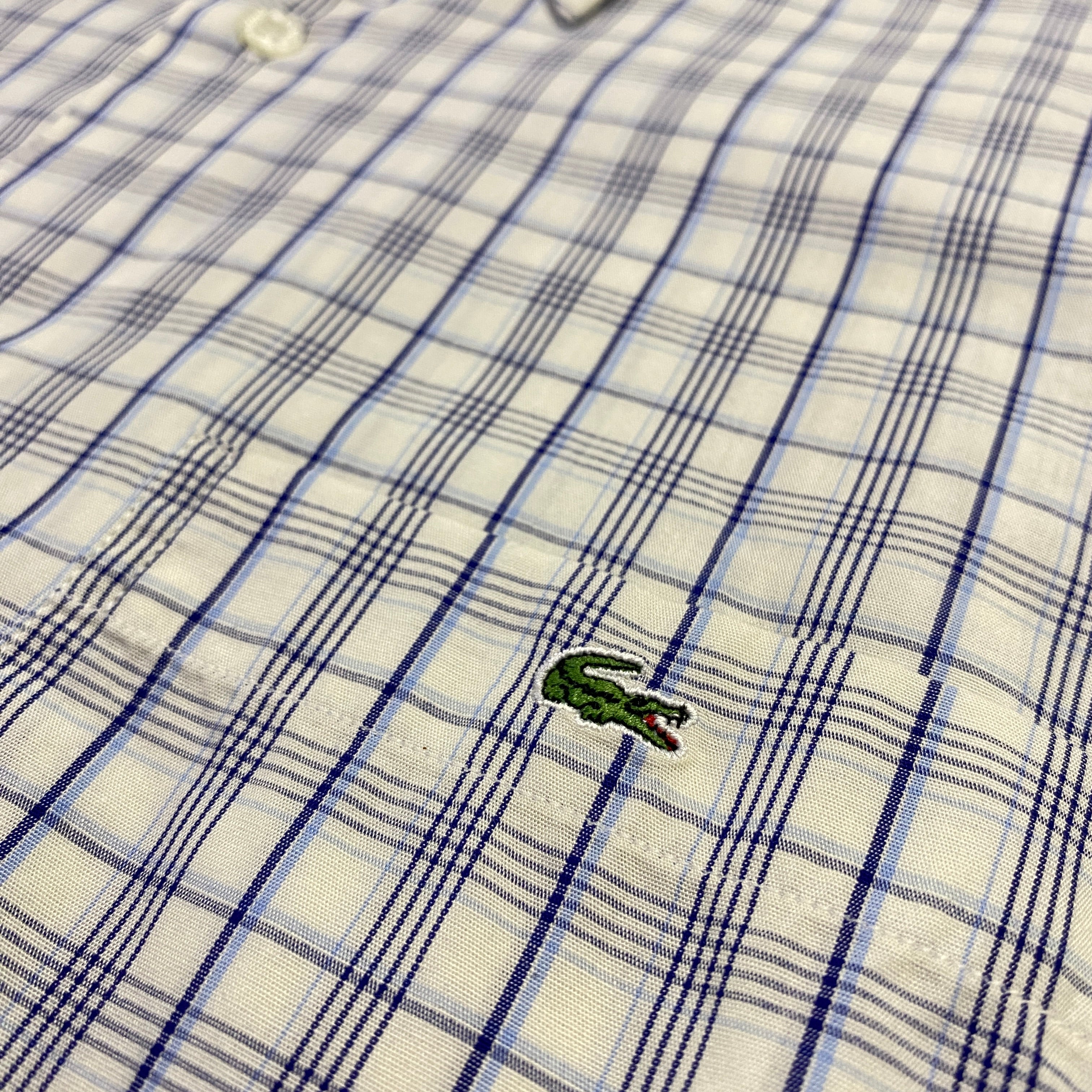 Camisa Lacoste cuadros lila manga corta - detalle