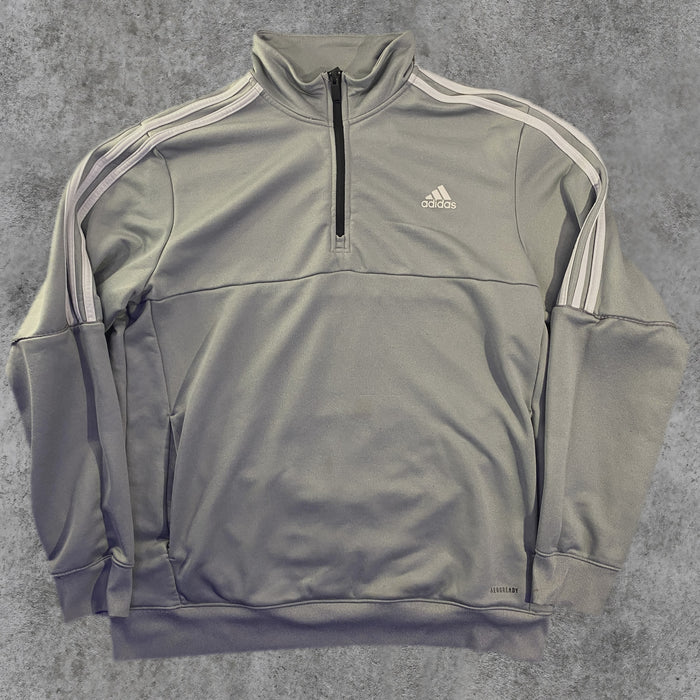 Sudadera adidas AEROREADY Media Cremallera Tres Bandas Gris