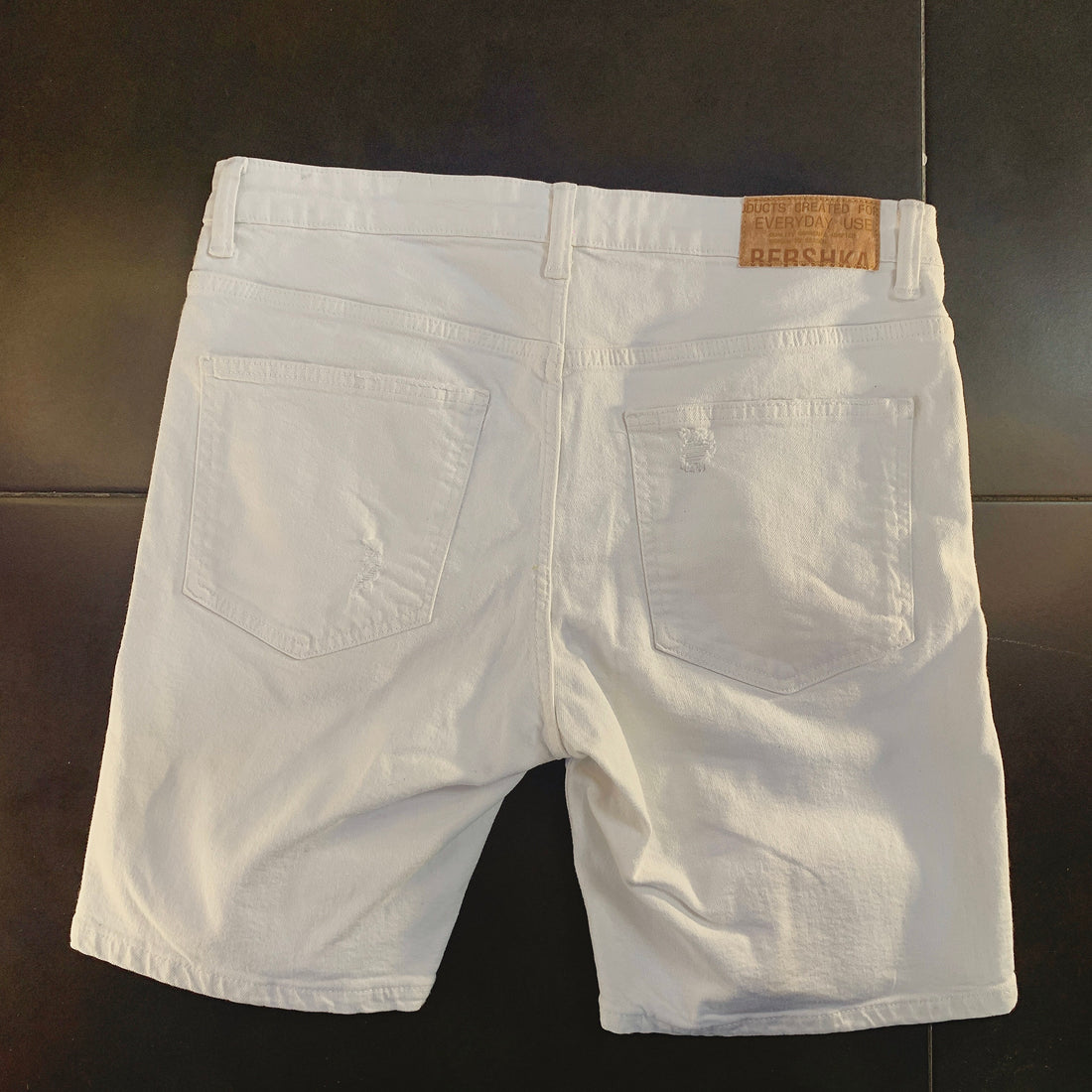 Pantalón Corto Bershka Vaquero Blanco Roto