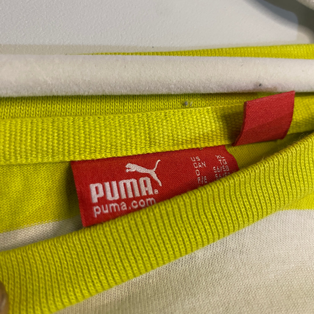 CAMISETA PUMA RAYAS AMARILLO LIMÓN Y BLANCO