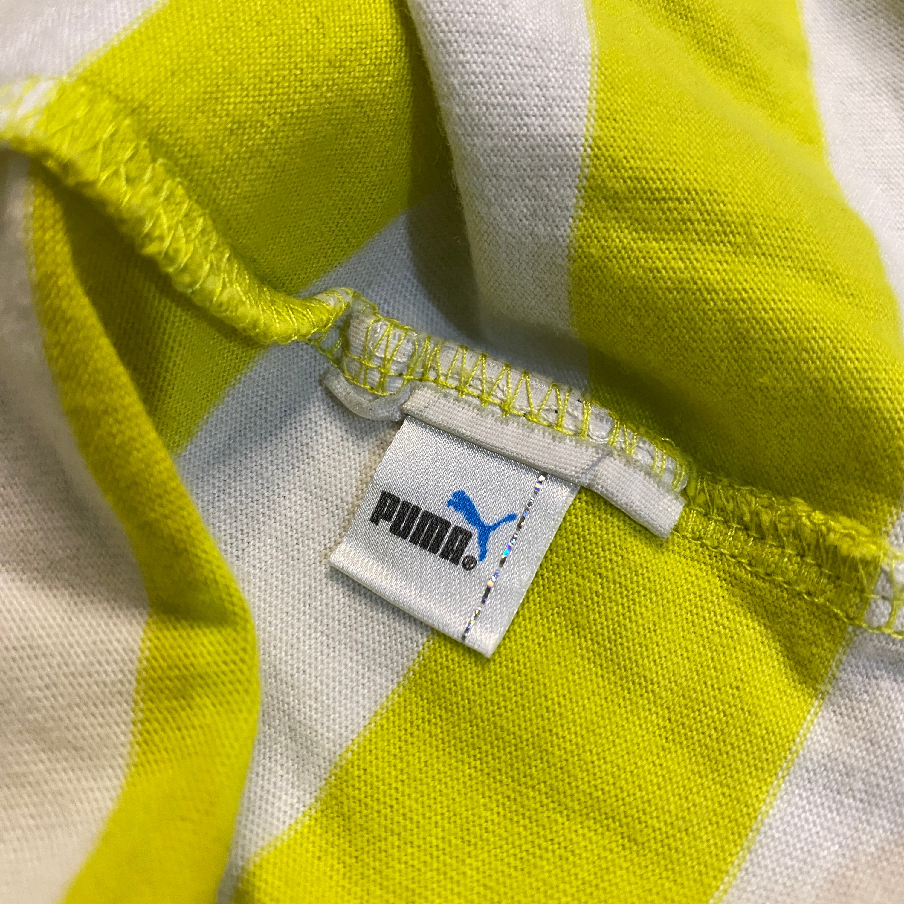 CAMISETA PUMA RAYAS AMARILLO LIMÓN Y BLANCO