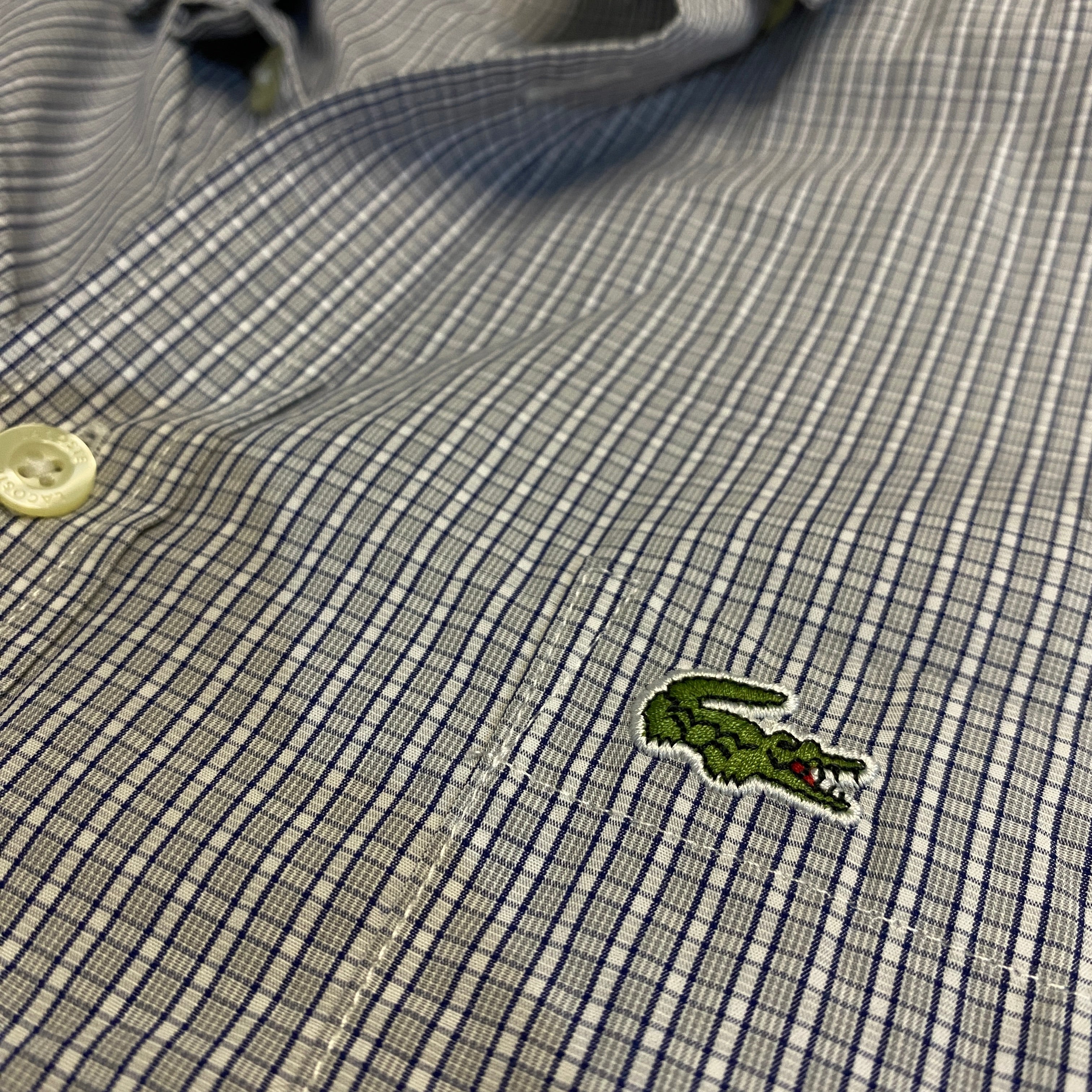 CAMISA LACOSTE REGULAR FIT CUADROS GRIS-AZUL M