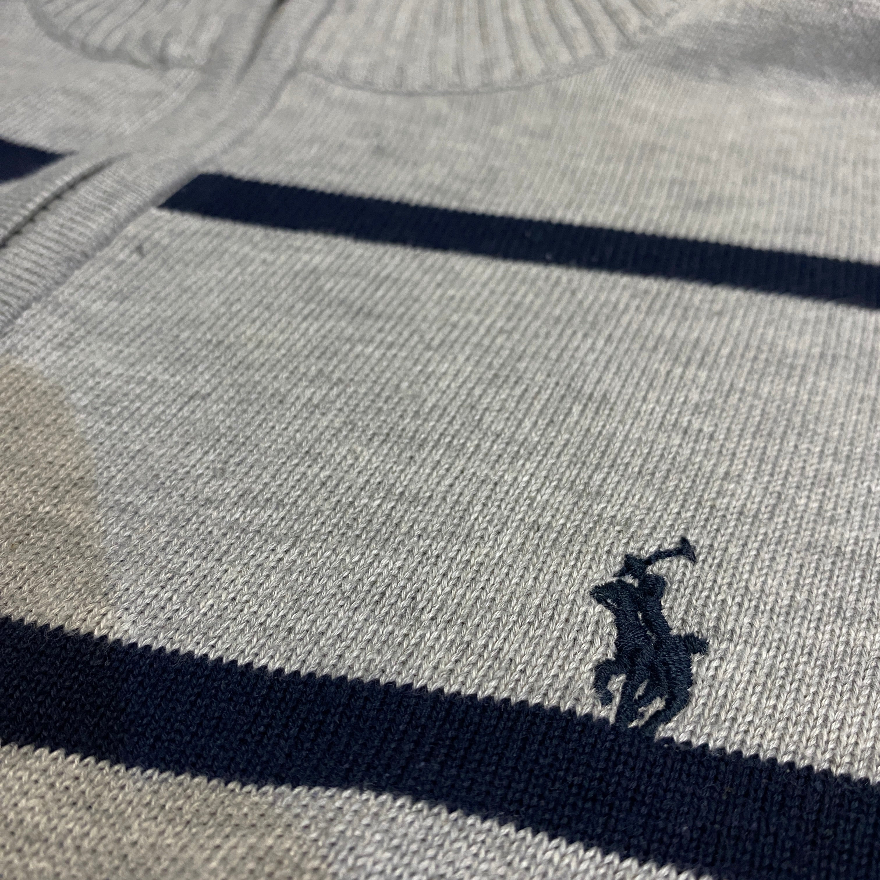 JERSEY RALPH LAUREN GRIS CLARO CON AZUL MARINO TALLA XL