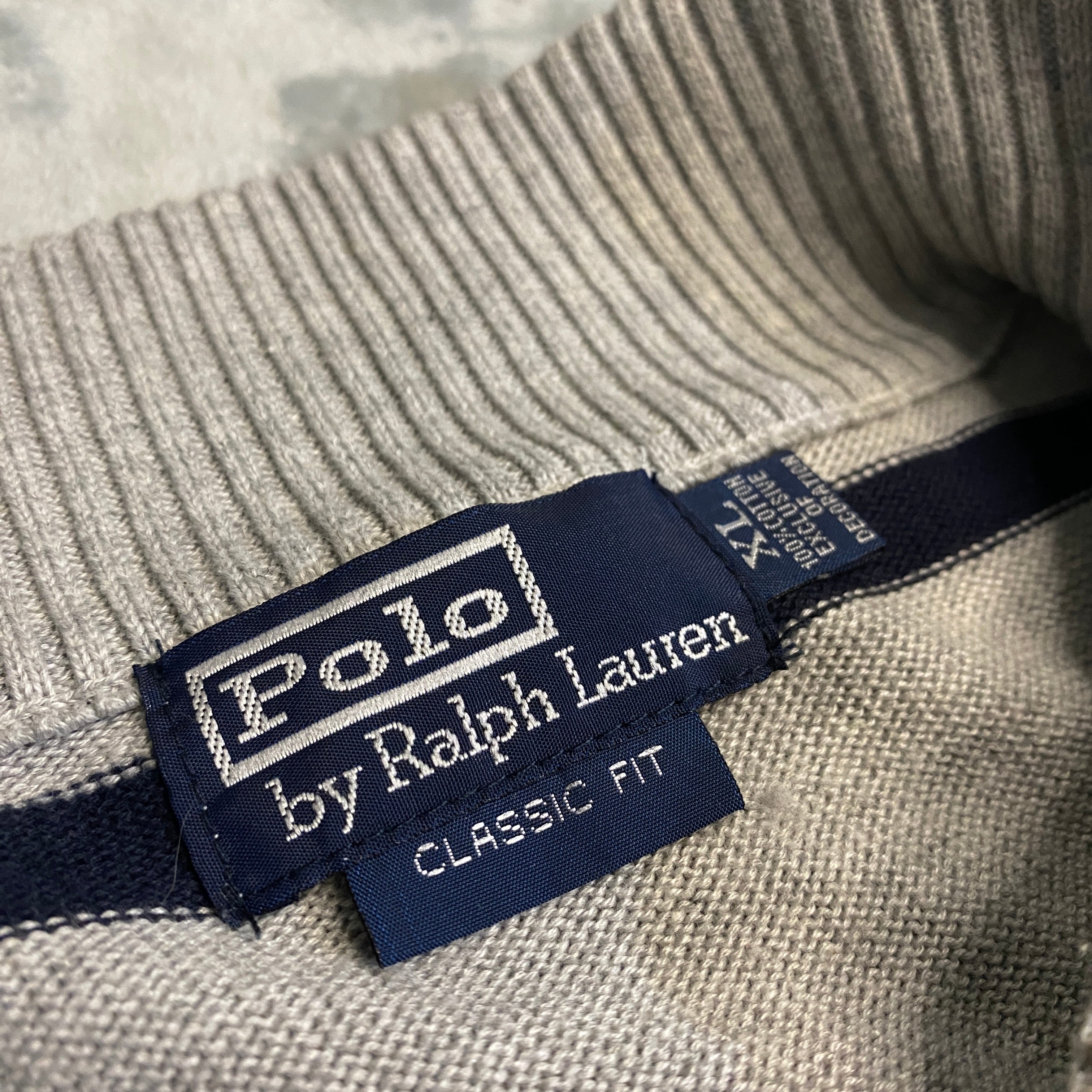 JERSEY RALPH LAUREN GRIS CLARO CON AZUL MARINO TALLA XL