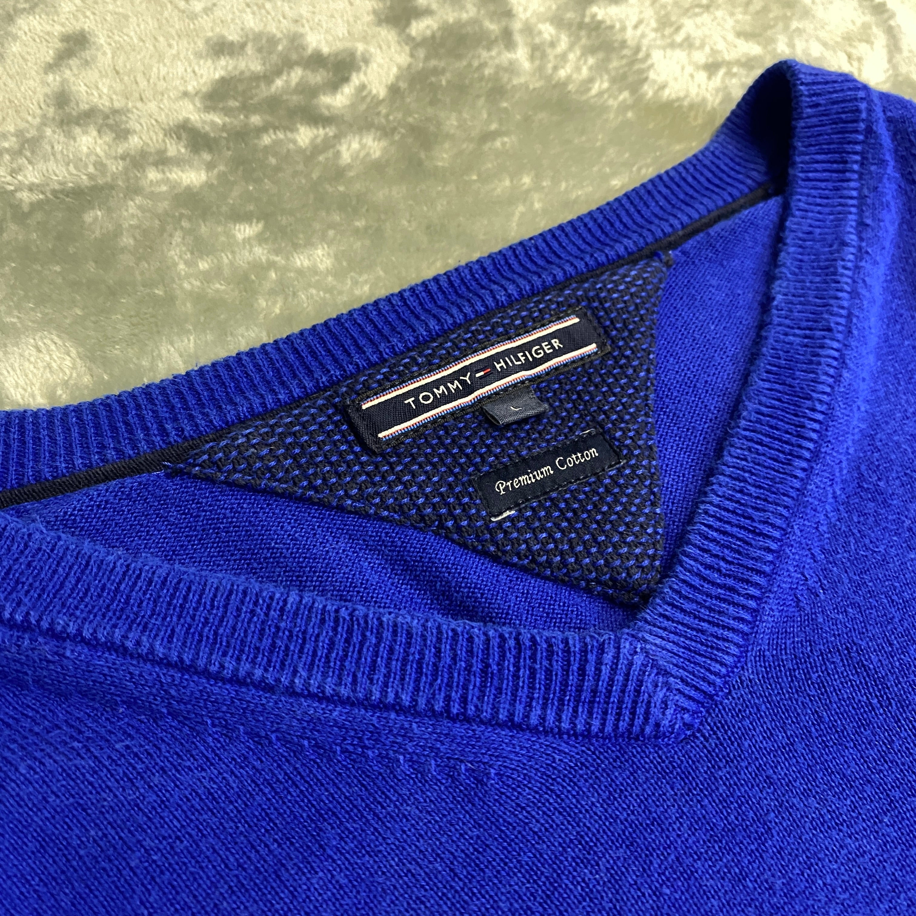 JERSEY TOMMY HILFIGER CUELLO V AZUL COBALTO TALLA L