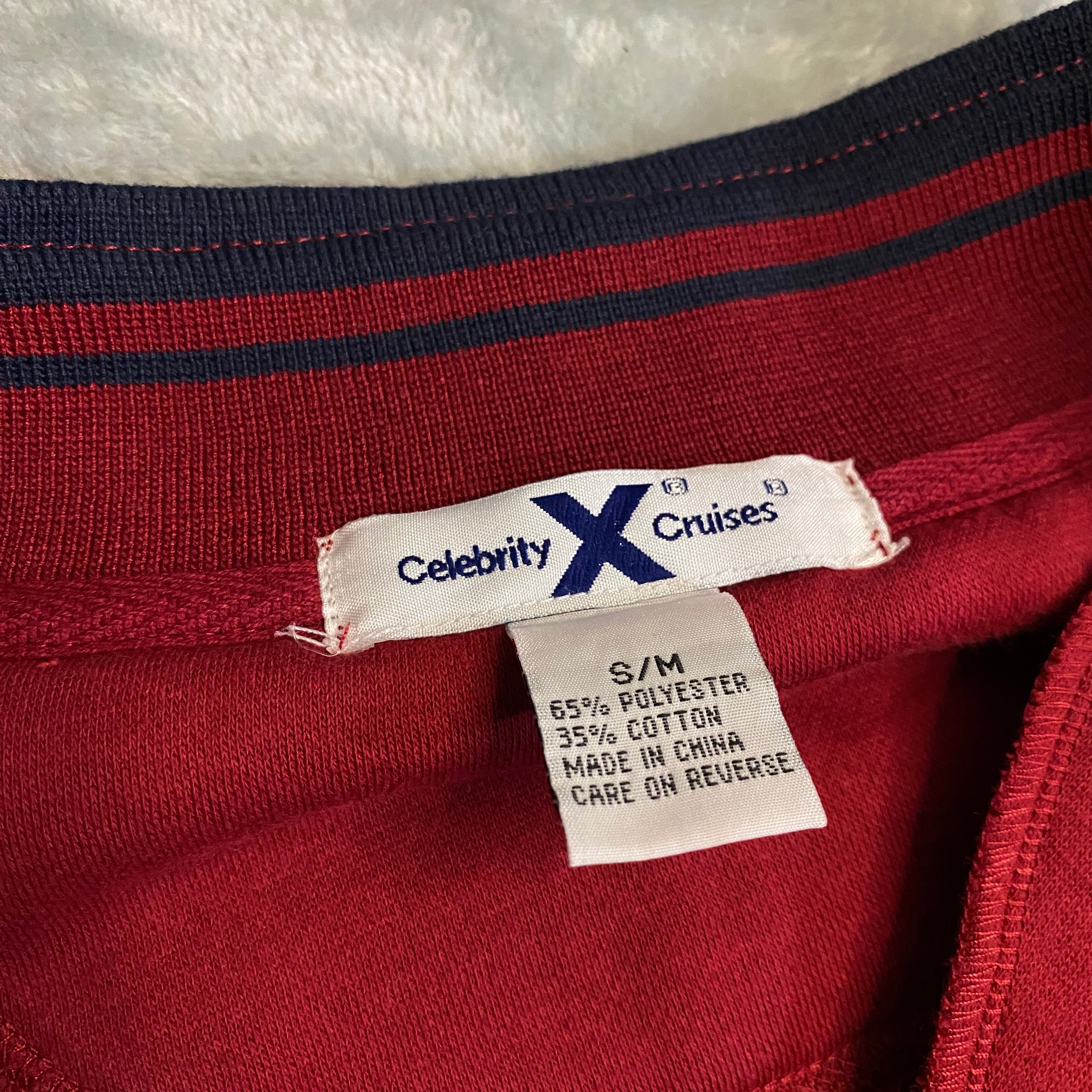 SUDADERA CELEBRITY X CRUISES 1/4 ZIP ROJO VINO TALLA S/M