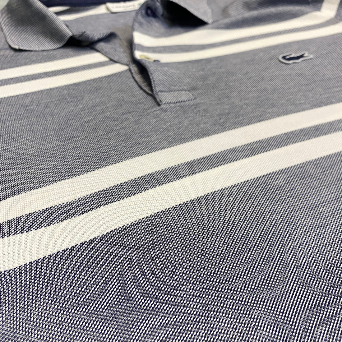 LACOSTE POLO RAYAS GRIS-AZUL BLANCO TALLA L