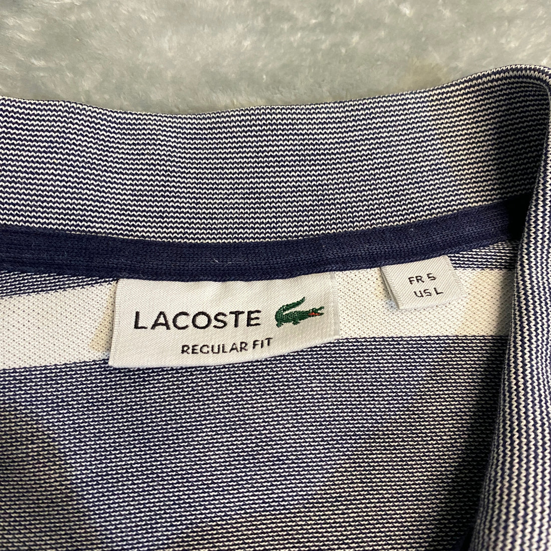 LACOSTE POLO RAYAS GRIS-AZUL BLANCO TALLA L