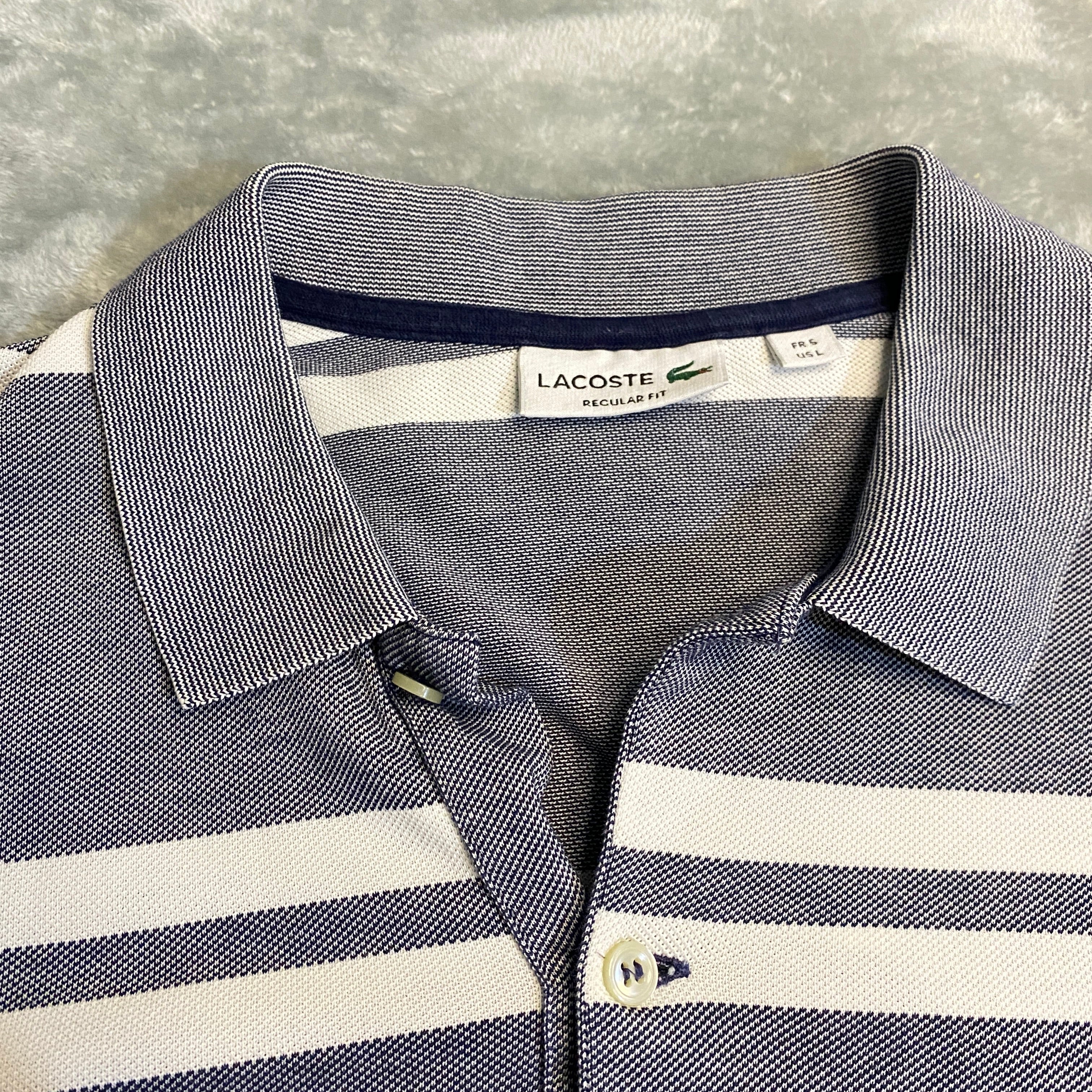 LACOSTE POLO RAYAS GRIS-AZUL BLANCO TALLA L