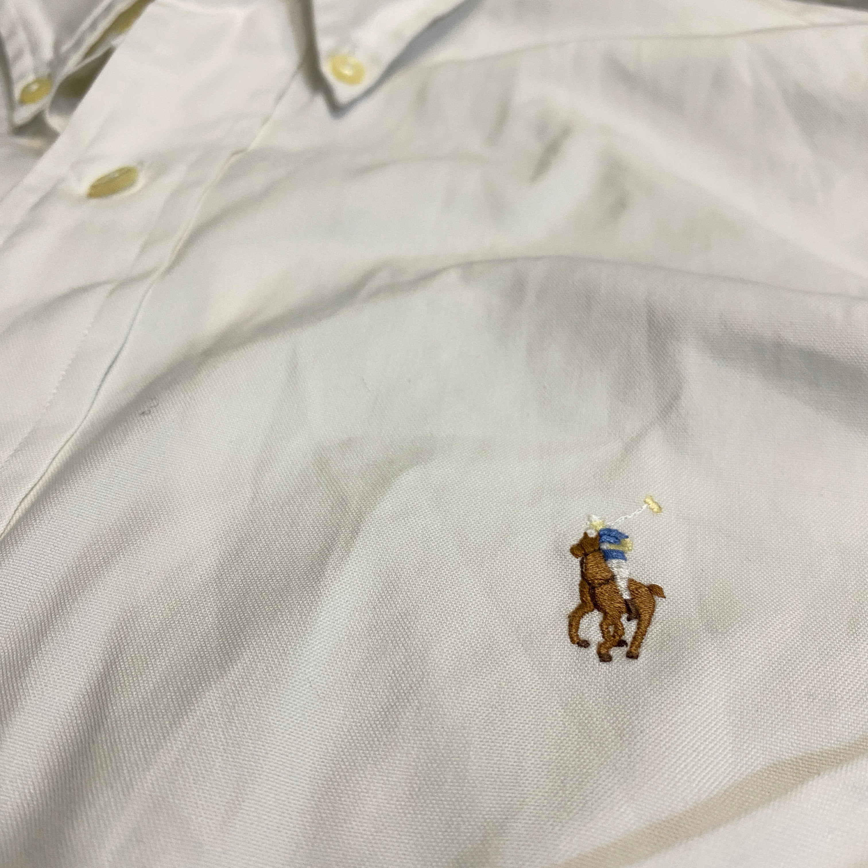 CAMISA POLO RALPH LAUREN OXFORD BLANCA BOTONES PERLA TALLA 16/L