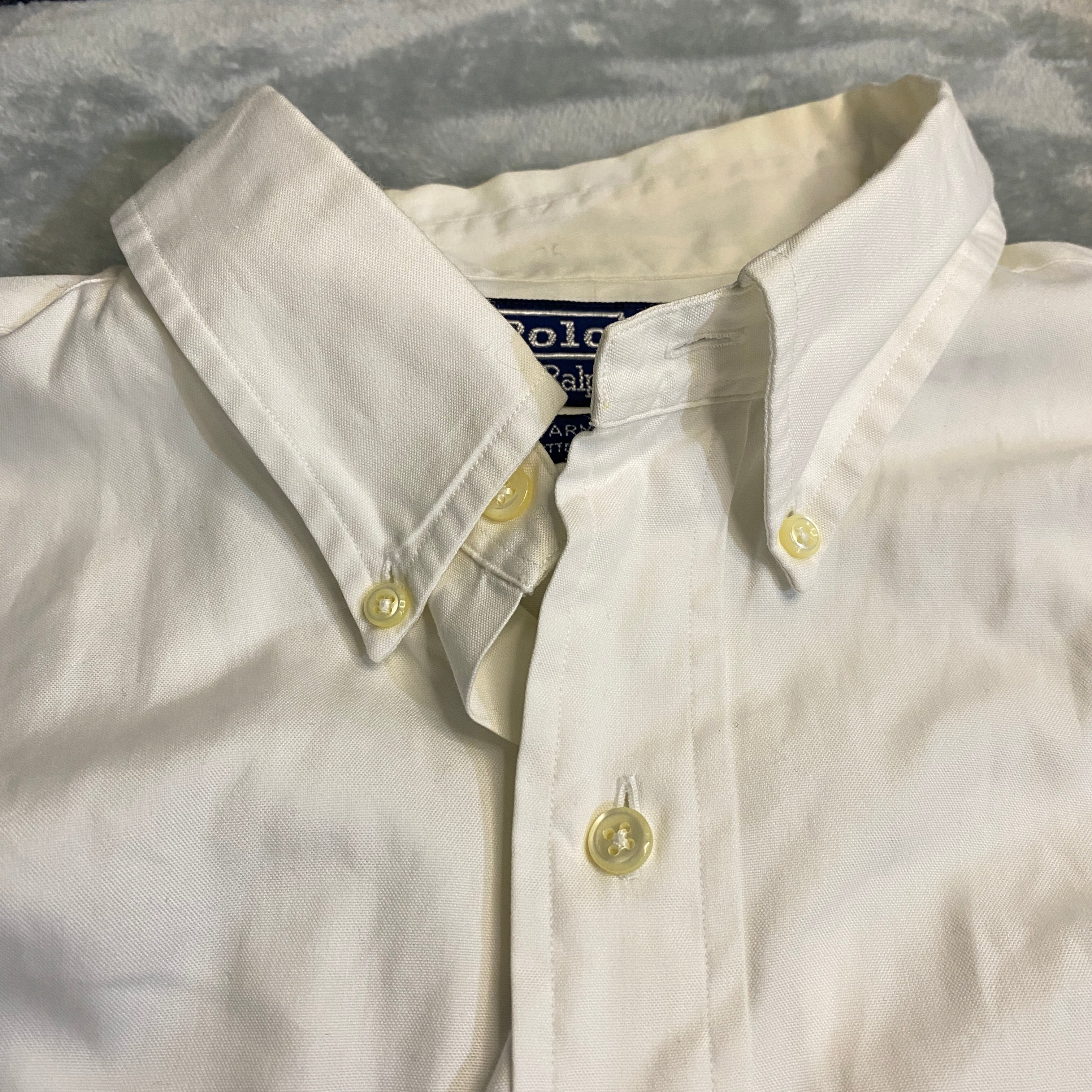 CAMISA POLO RALPH LAUREN OXFORD BLANCA BOTONES PERLA TALLA 16/L