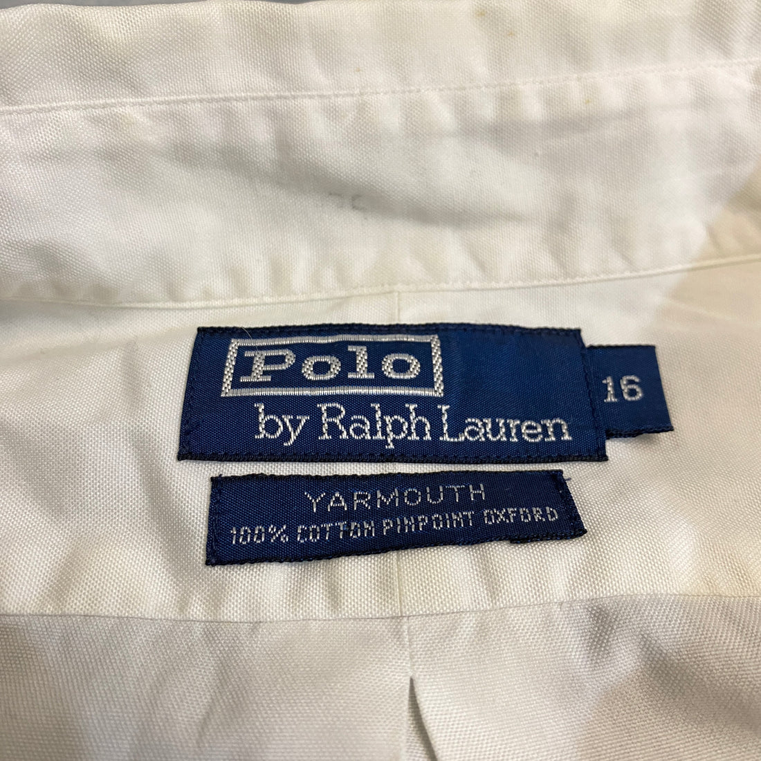 CAMISA POLO RALPH LAUREN OXFORD BLANCA BOTONES PERLA TALLA 16/L