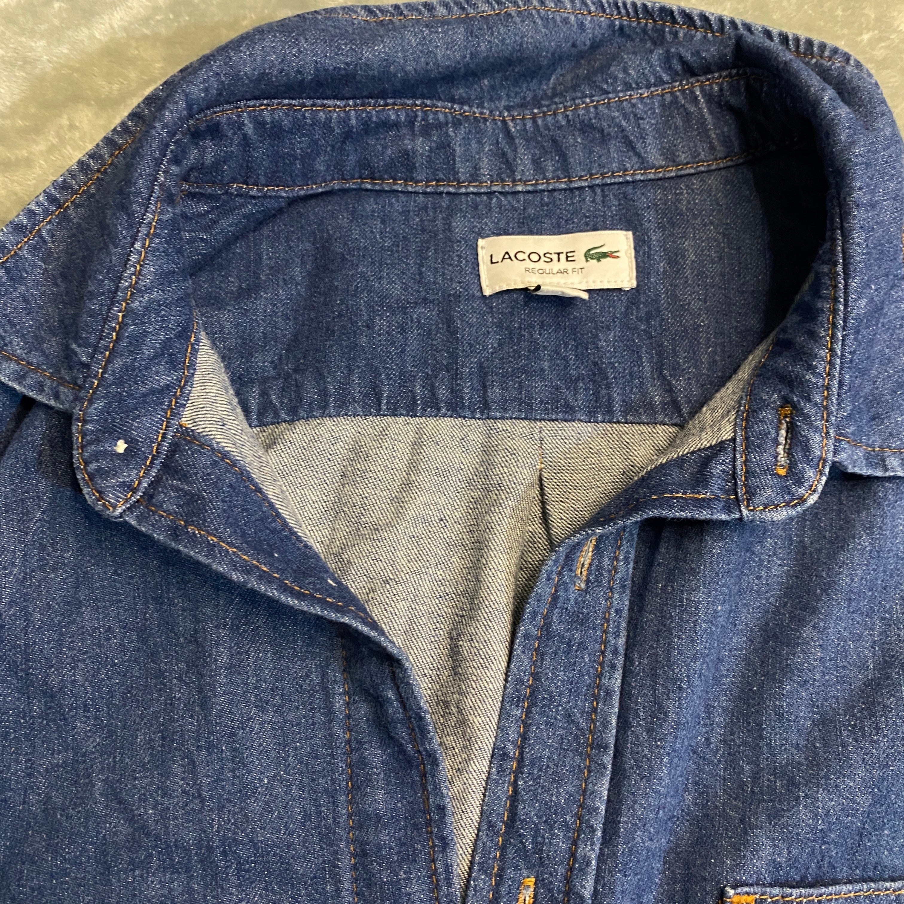 CAMISA LACOSTE DENIM AZUL CLÁSICA TALLA FR 42 / US L