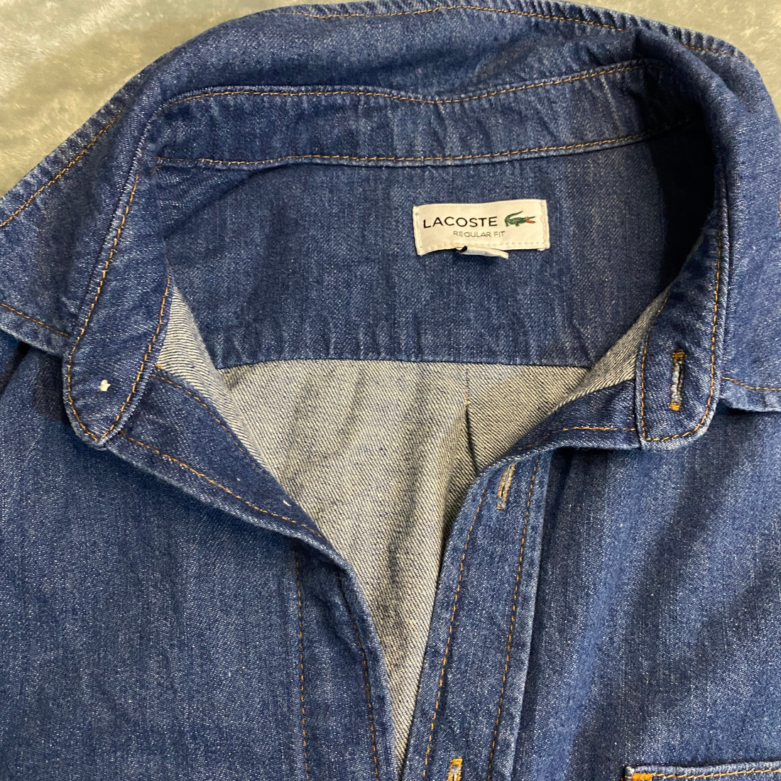 CAMISA LACOSTE DENIM AZUL CLÁSICA TALLA FR 42 / US L