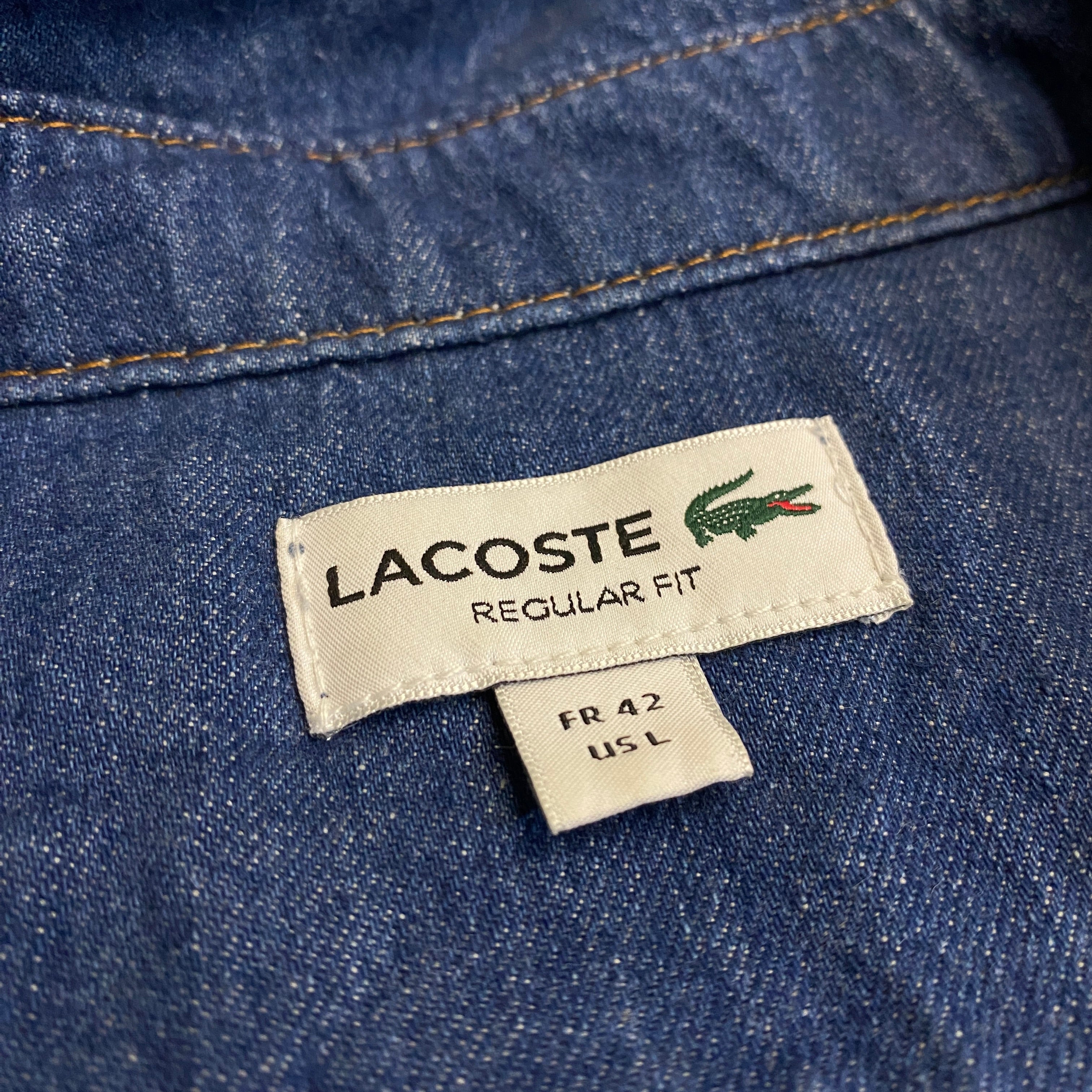 CAMISA LACOSTE DENIM AZUL CLÁSICA TALLA FR 42 / US L