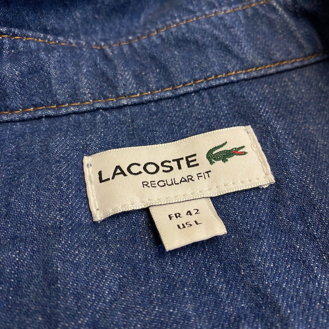 CAMISA LACOSTE DENIM AZUL CLÁSICA TALLA FR 42 / US L