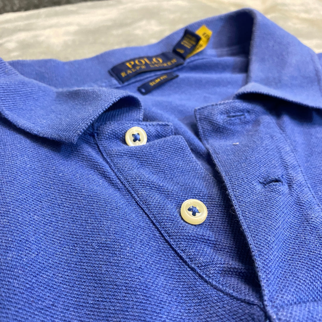 CAMISA POLO RALPH LAUREN PIQUÉ AZUL ROYAL TALLA L / SLIM FIT