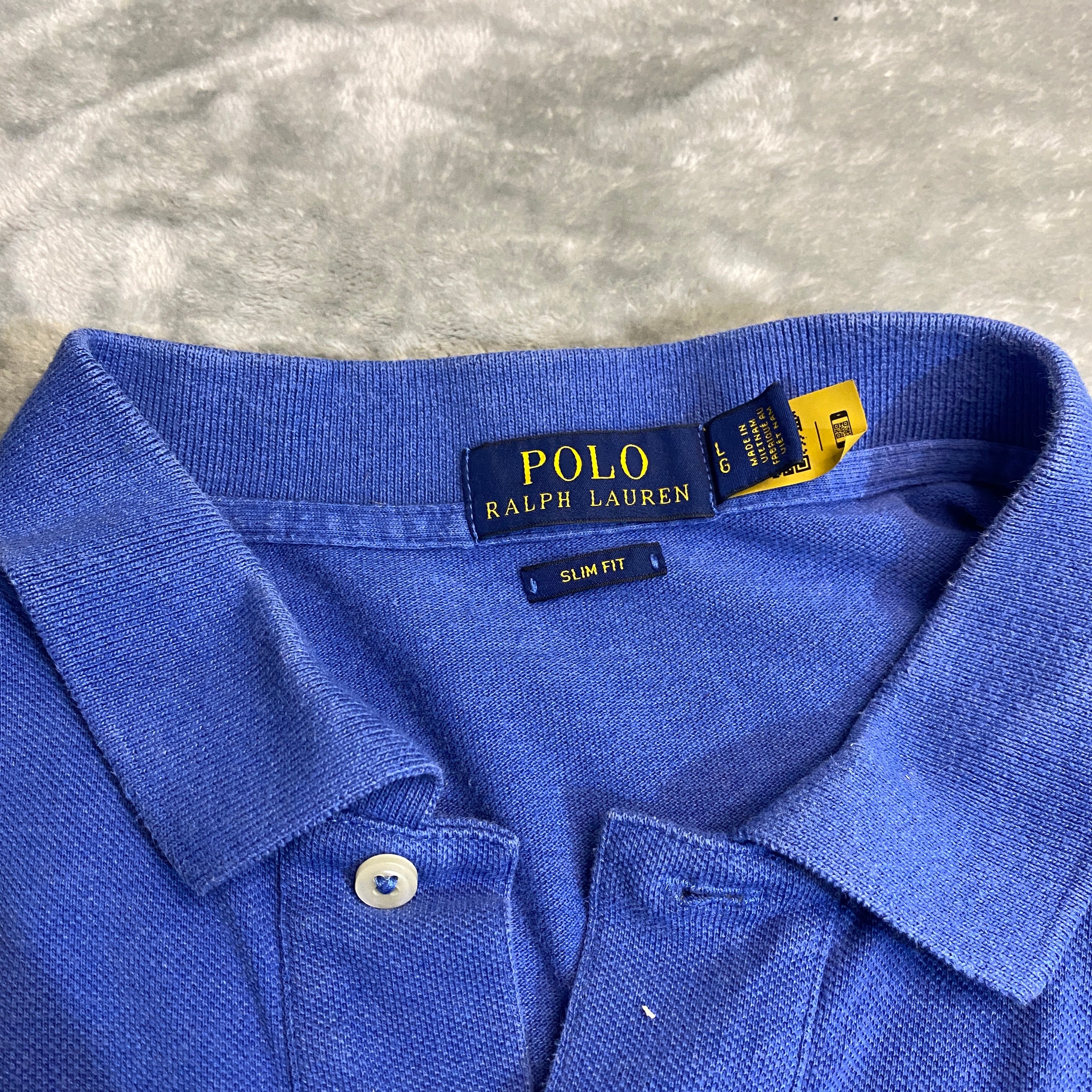 CAMISA POLO RALPH LAUREN PIQUÉ AZUL ROYAL TALLA L / SLIM FIT