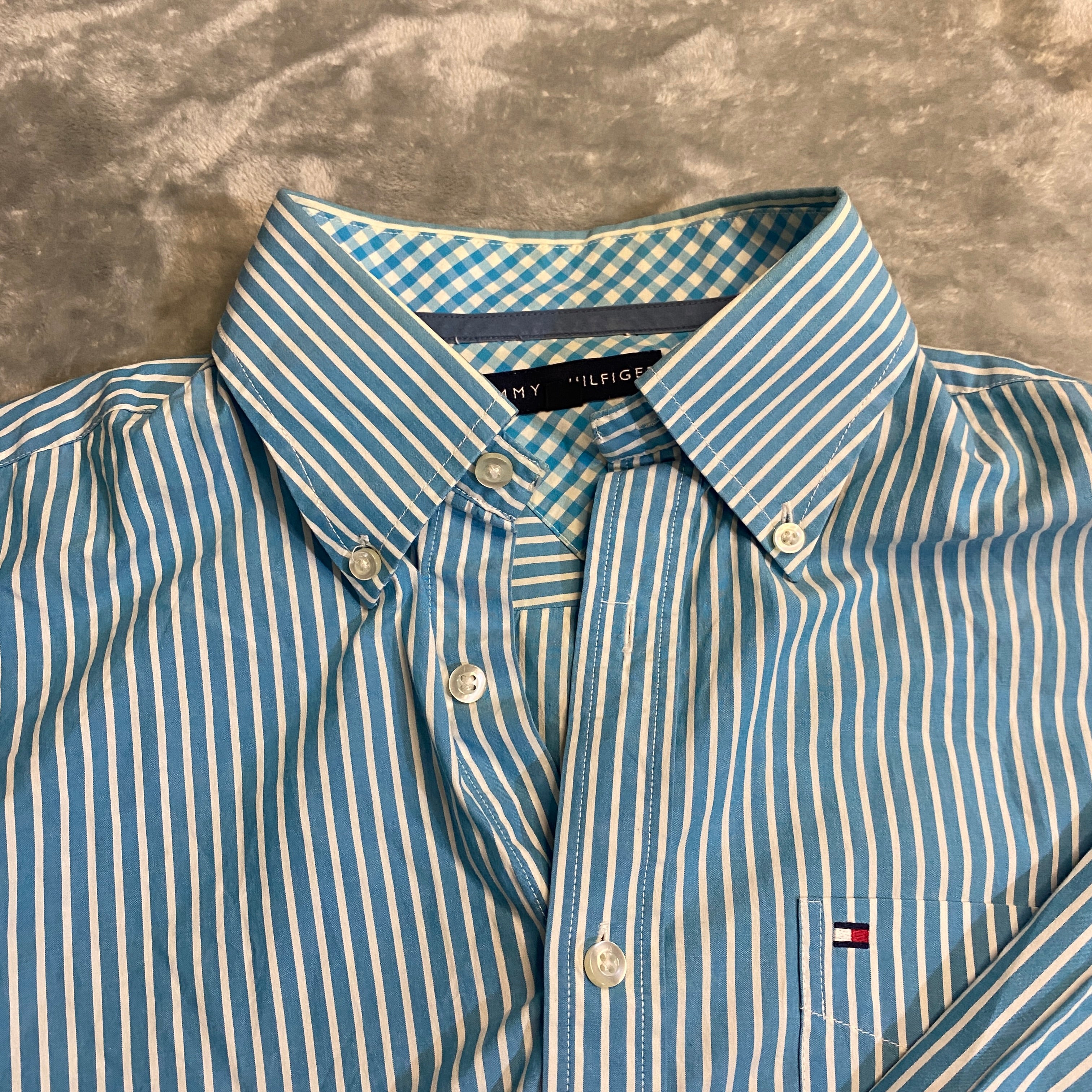 CAMISA TOMMY HILFIGER OXFORD RAYAS AZUL-CLARO TALLA M
