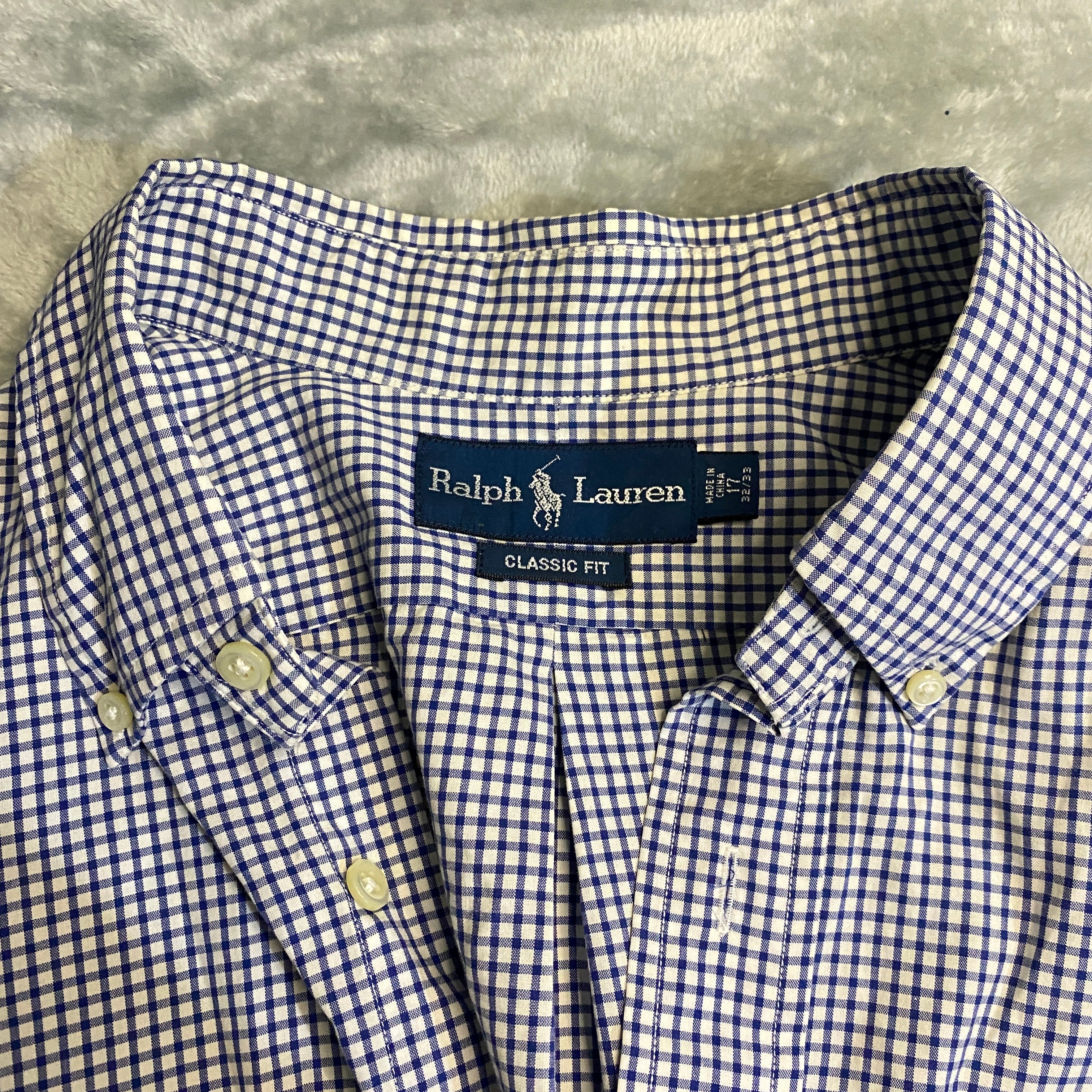 CAMISA RALPH LAUREN OXFORD RAYAS AZUL-CLARO TALLA 17 / CLASSIC FIT