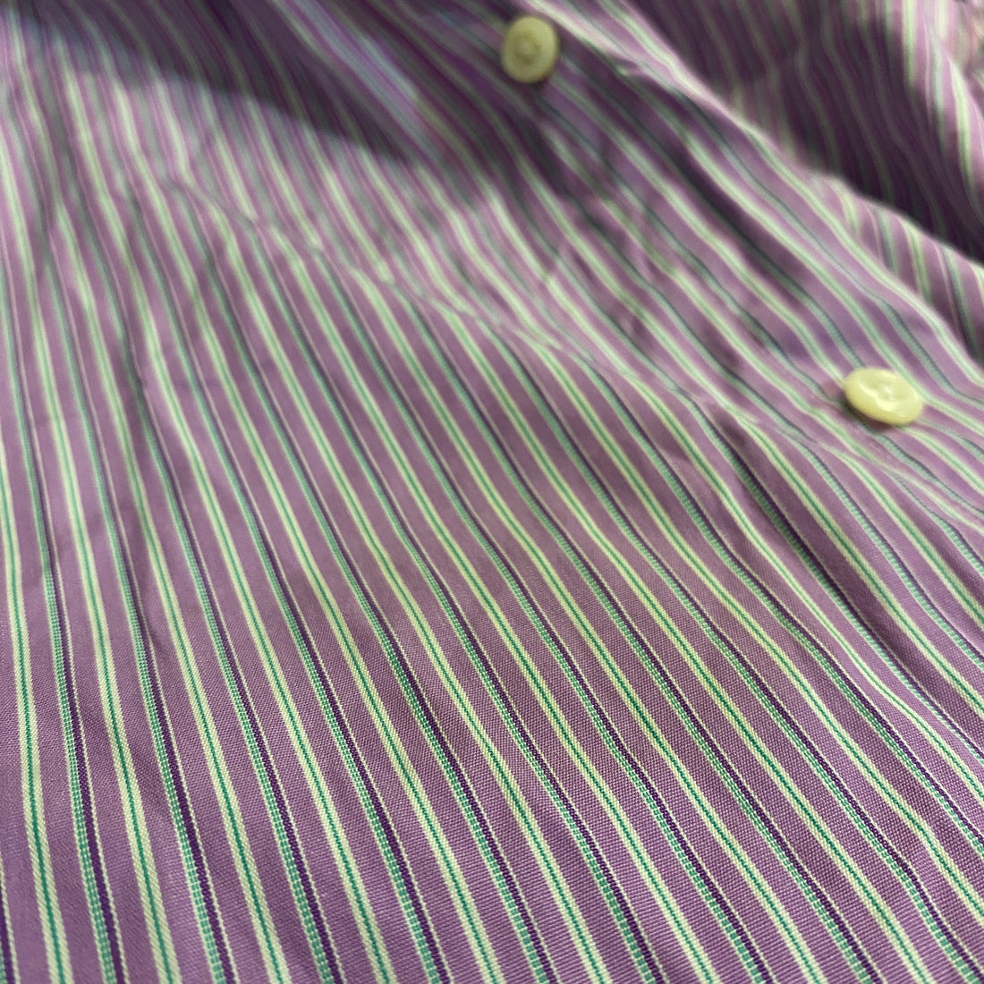 CAMISA POLO RALPH LAUREN OXFORD RAYAS LILA-AZUL CIELO TALLA 16-40/41 / L / CUSTOM FIT