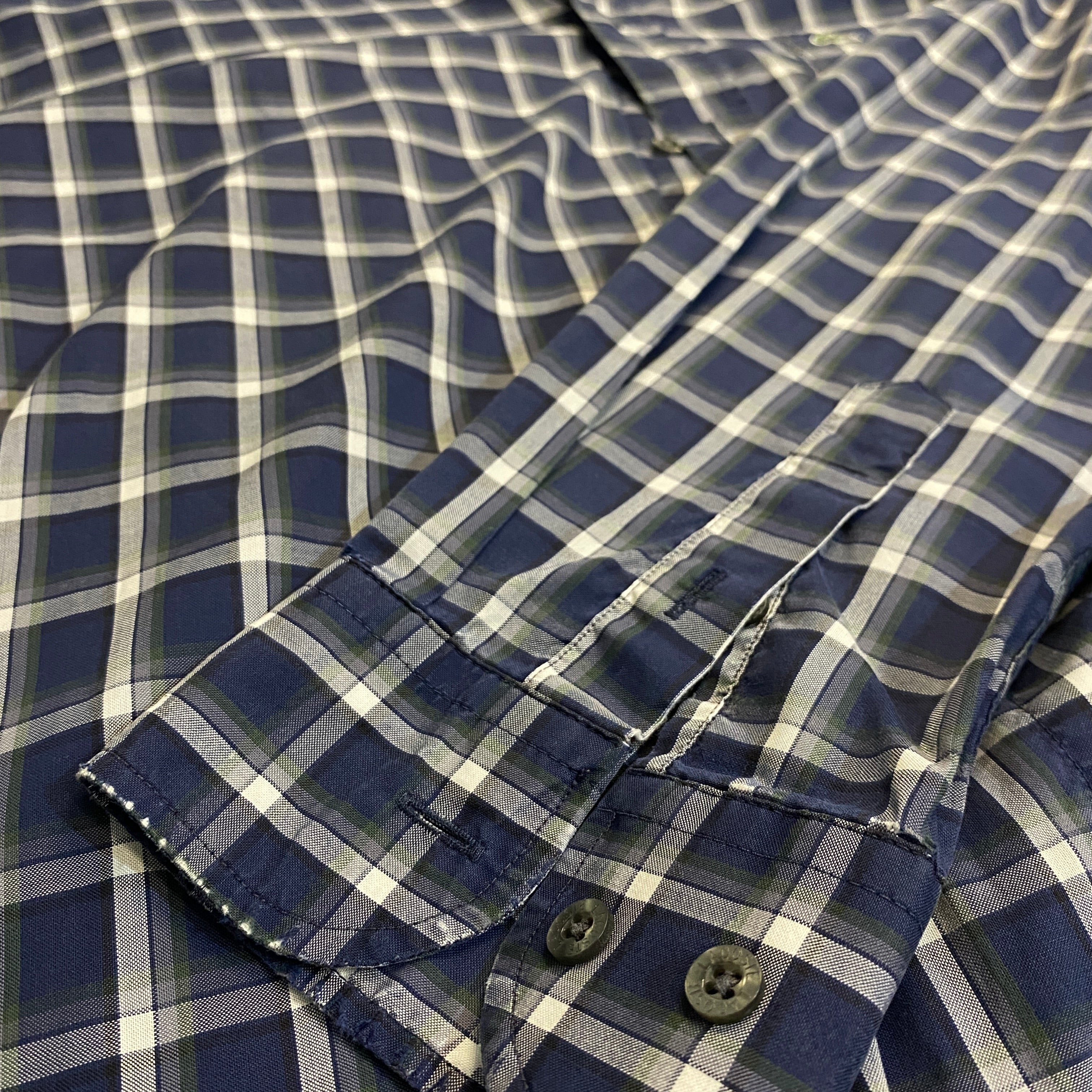 CAMISA LACOSTE CUADROS AZUL MARINO-GRIS TALLA 42 / REGULAR FIT