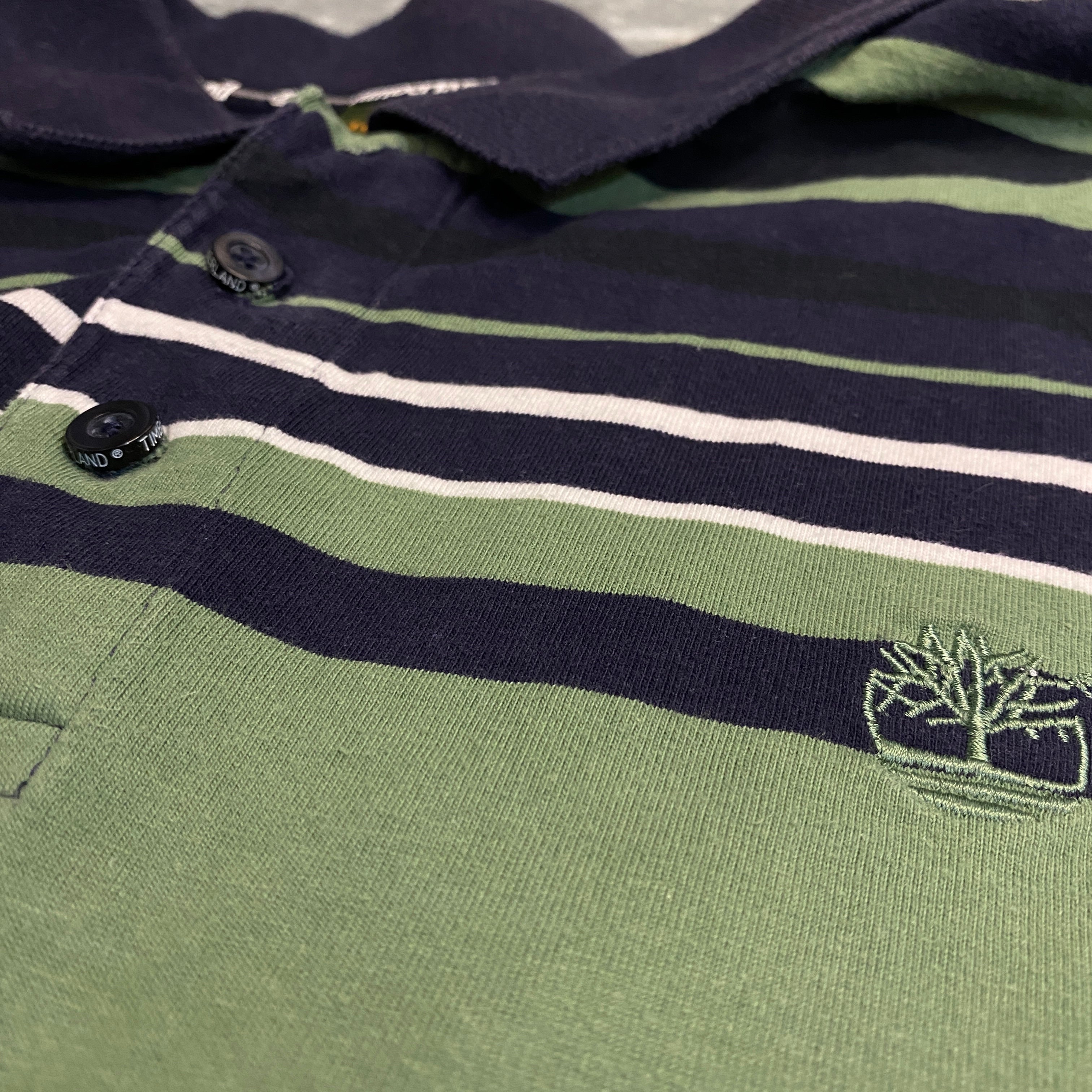 POLO TIMBERLAN VERDE BLANCO Y AZUL MARINO TALLA L
