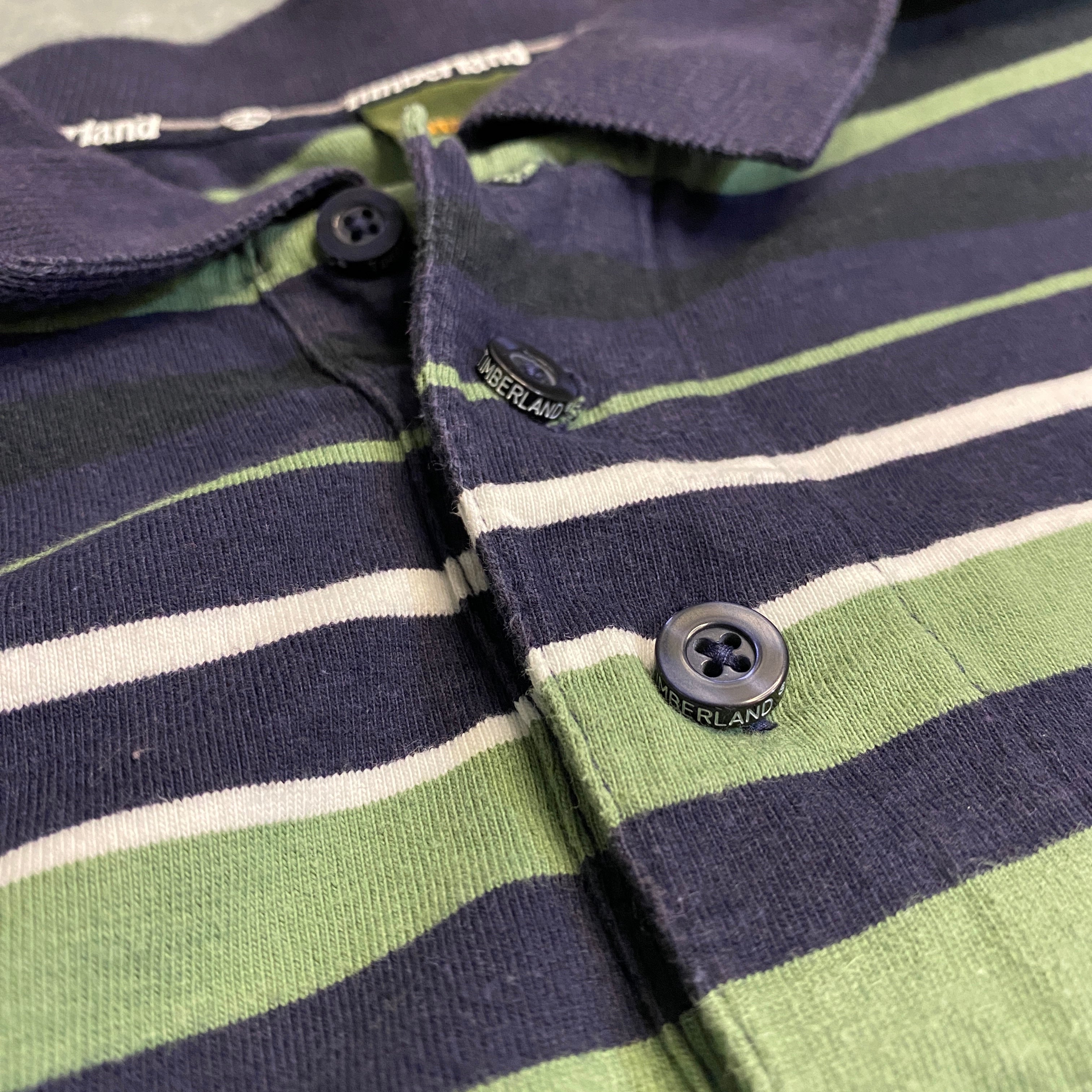 POLO TIMBERLAN VERDE BLANCO Y AZUL MARINO TALLA L