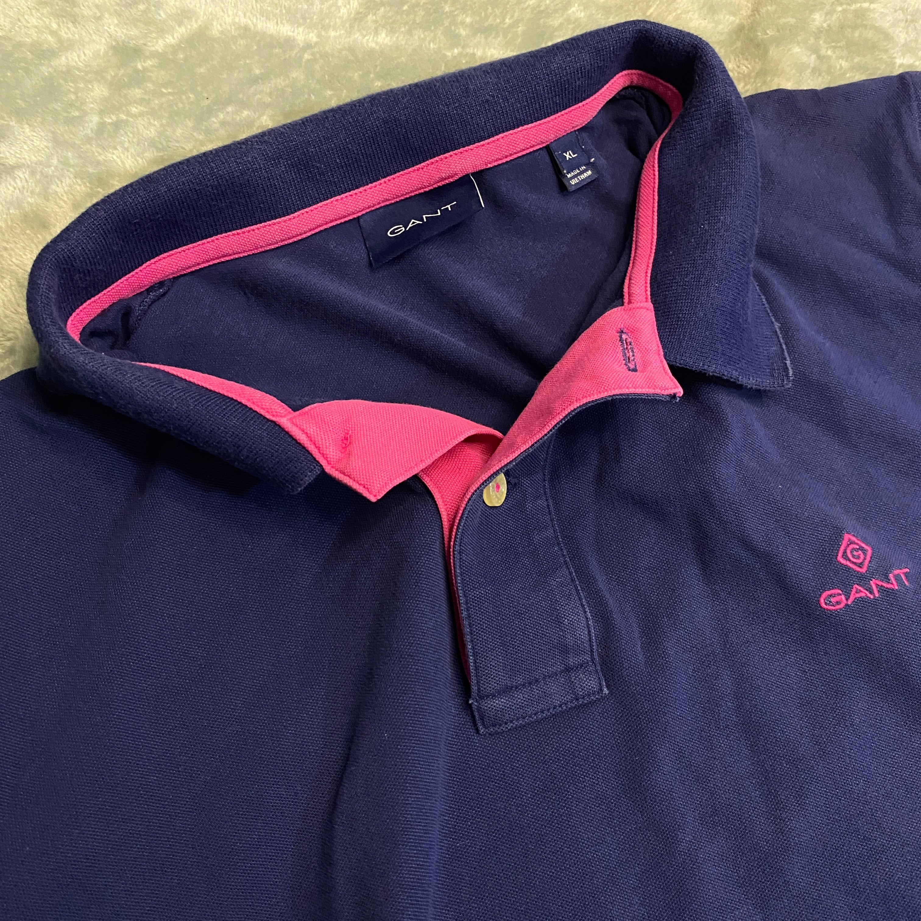 POLO GANT AZUL MARINO Y ROSA TALLA XL