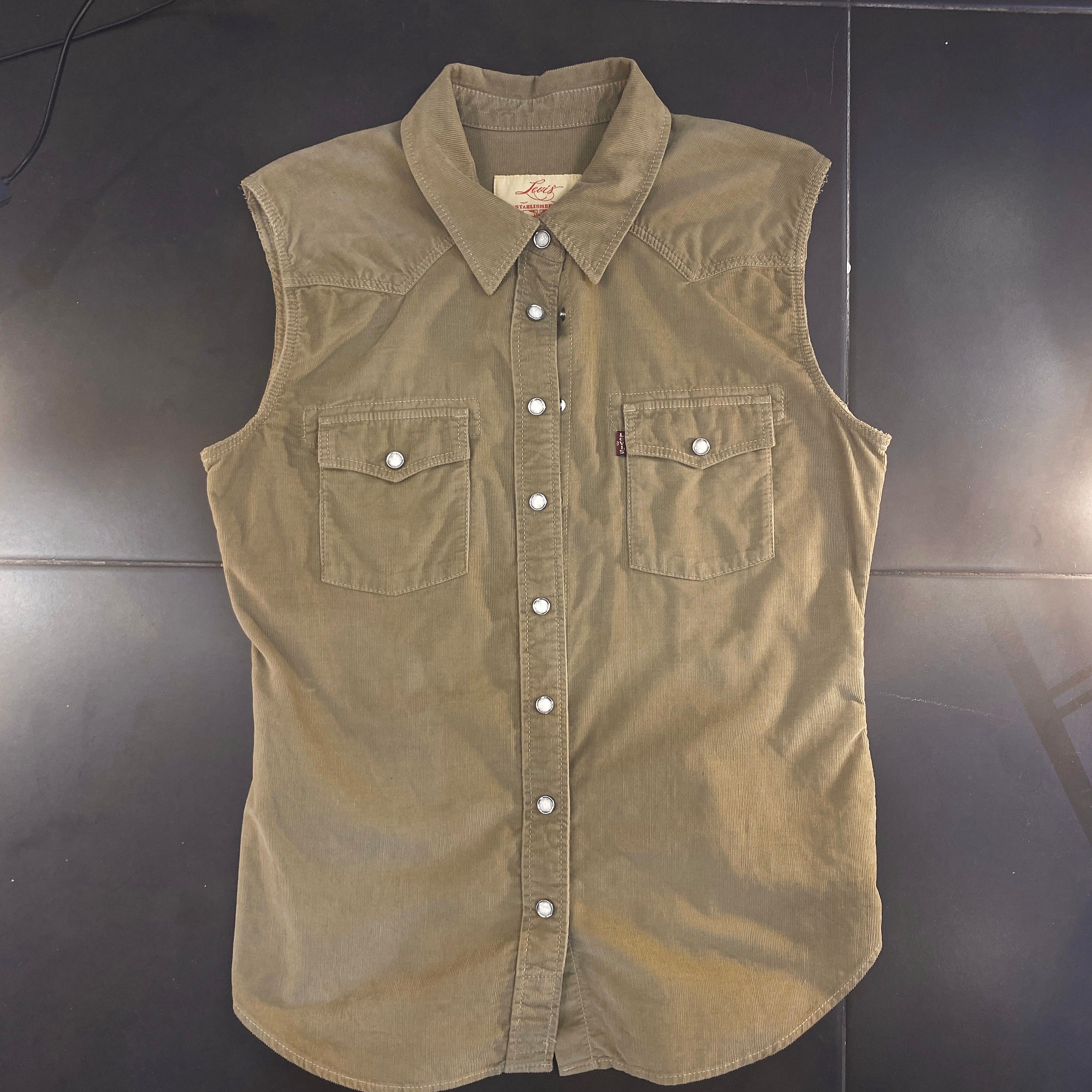 Camisa Levi's Vintage Sin Mangas Pana Verde Caqui