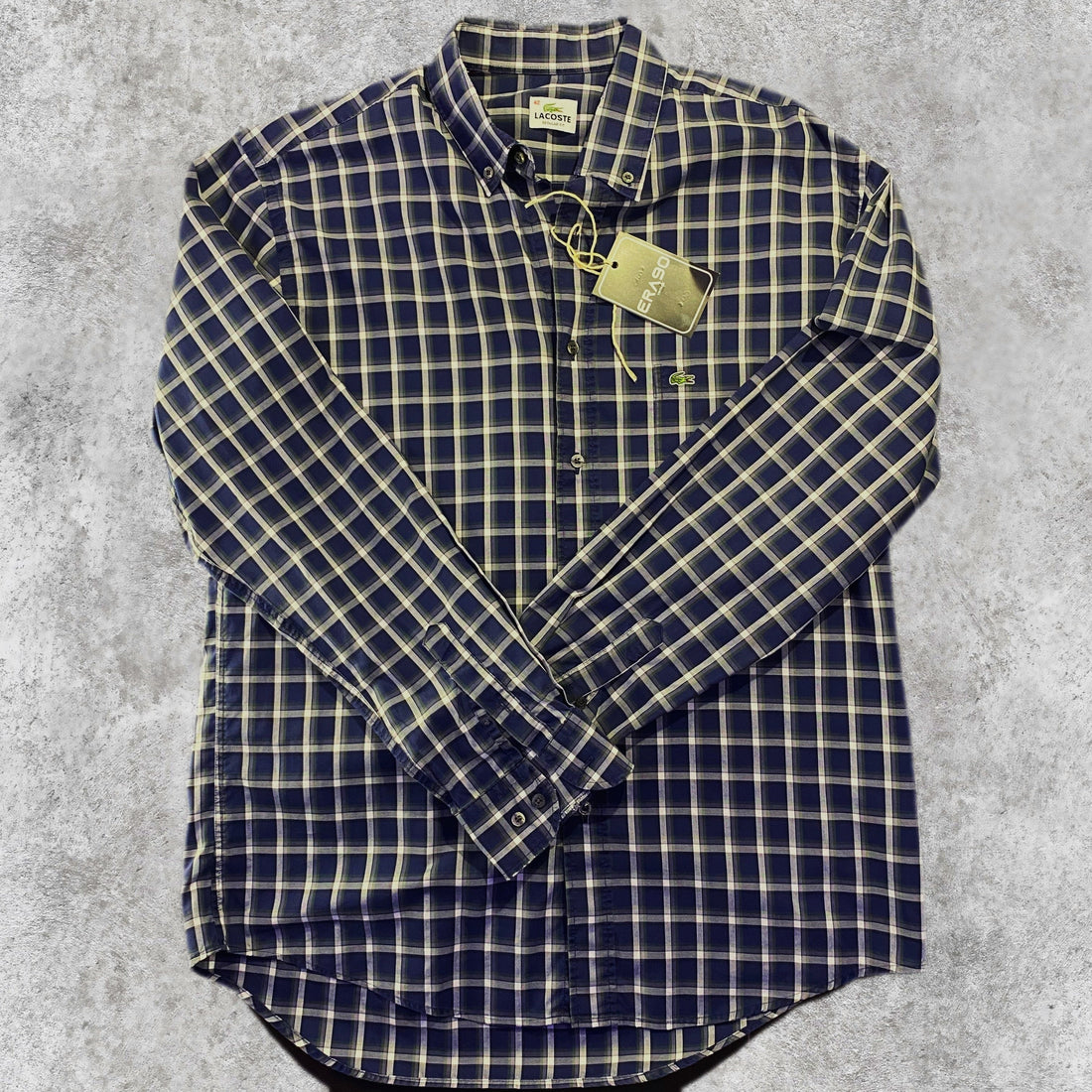 Camisa Lacoste Cuadros Azul Marino