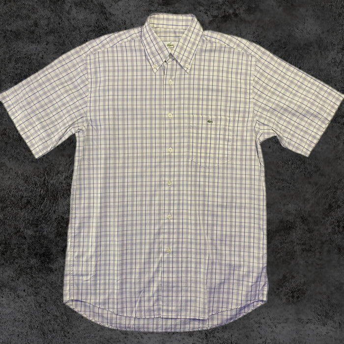 Camisa Lacoste Cuadros Azul Claro Manga Corta