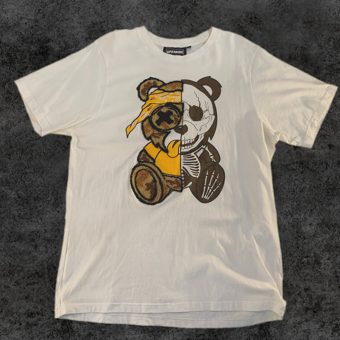 Camiseta Super Massive "Teddy Skull" Parche Chenille Blanca